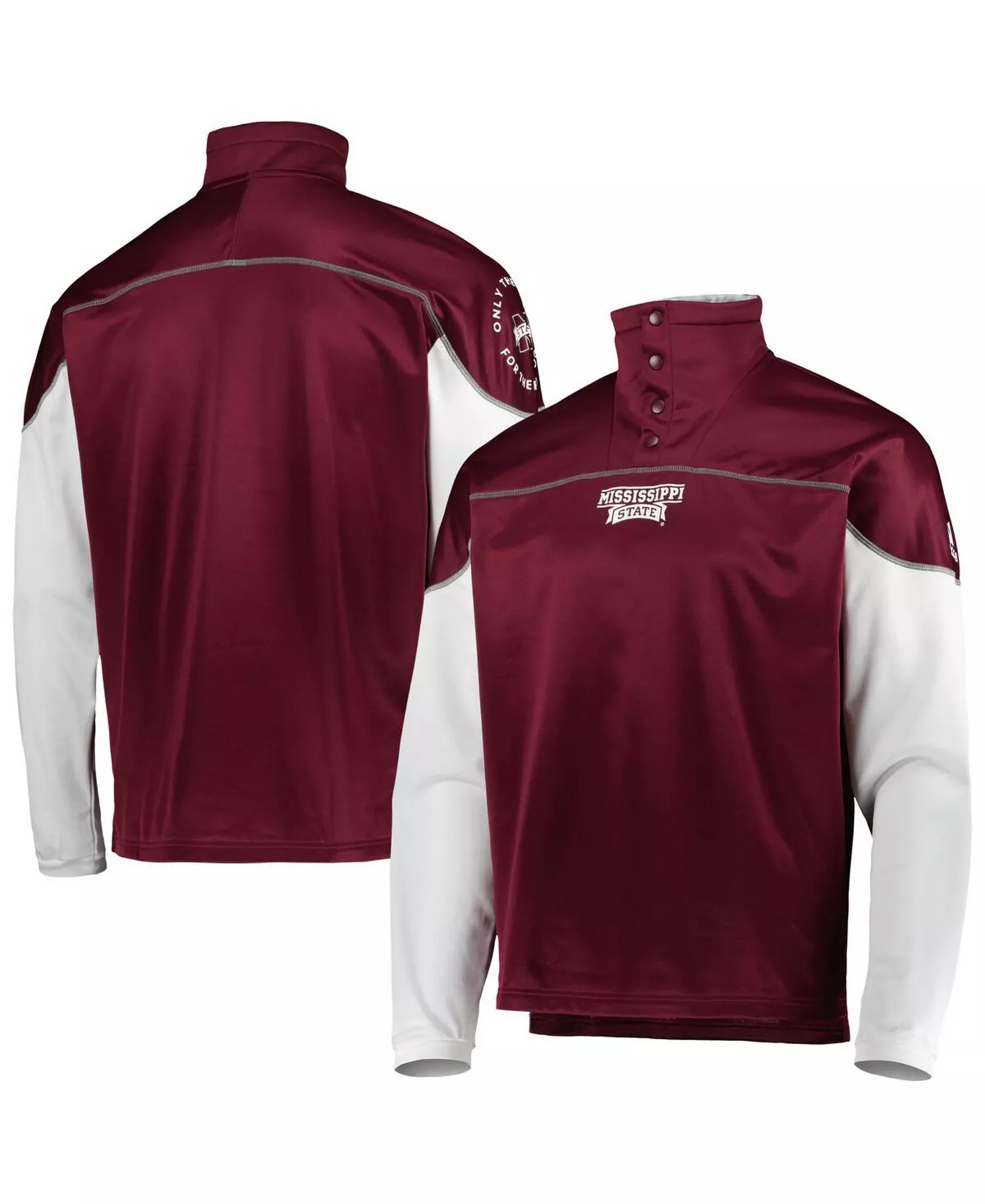Men's Maroon Mississippi State Bulldogs AEROREADY Knit Quarter-Snap Jacket - Maroon - 2XL