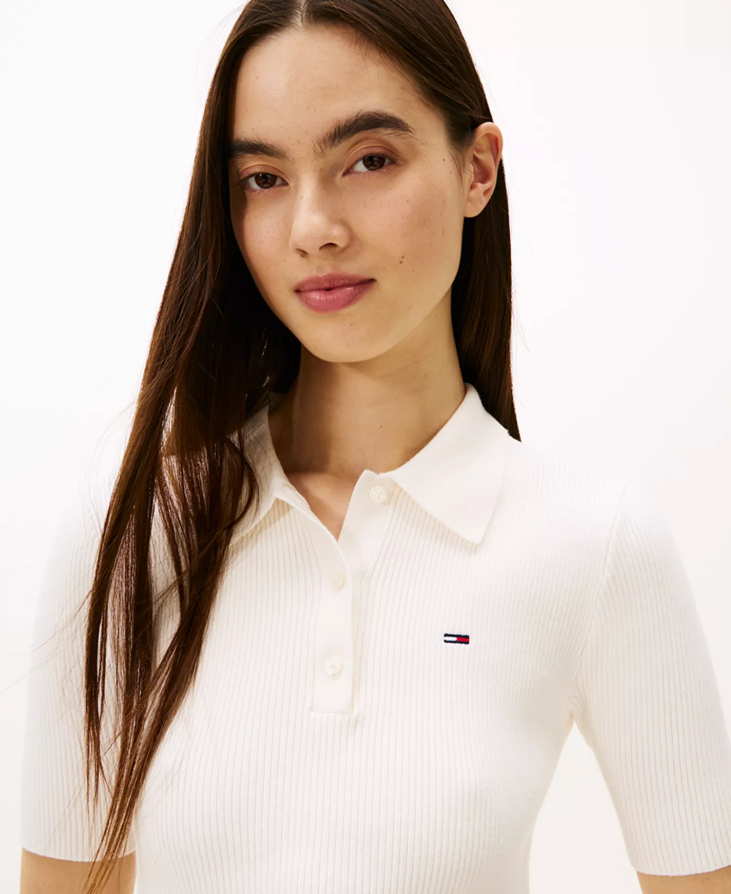 Women's Fit and Flare Polo Mini Dress - Ancient White - L