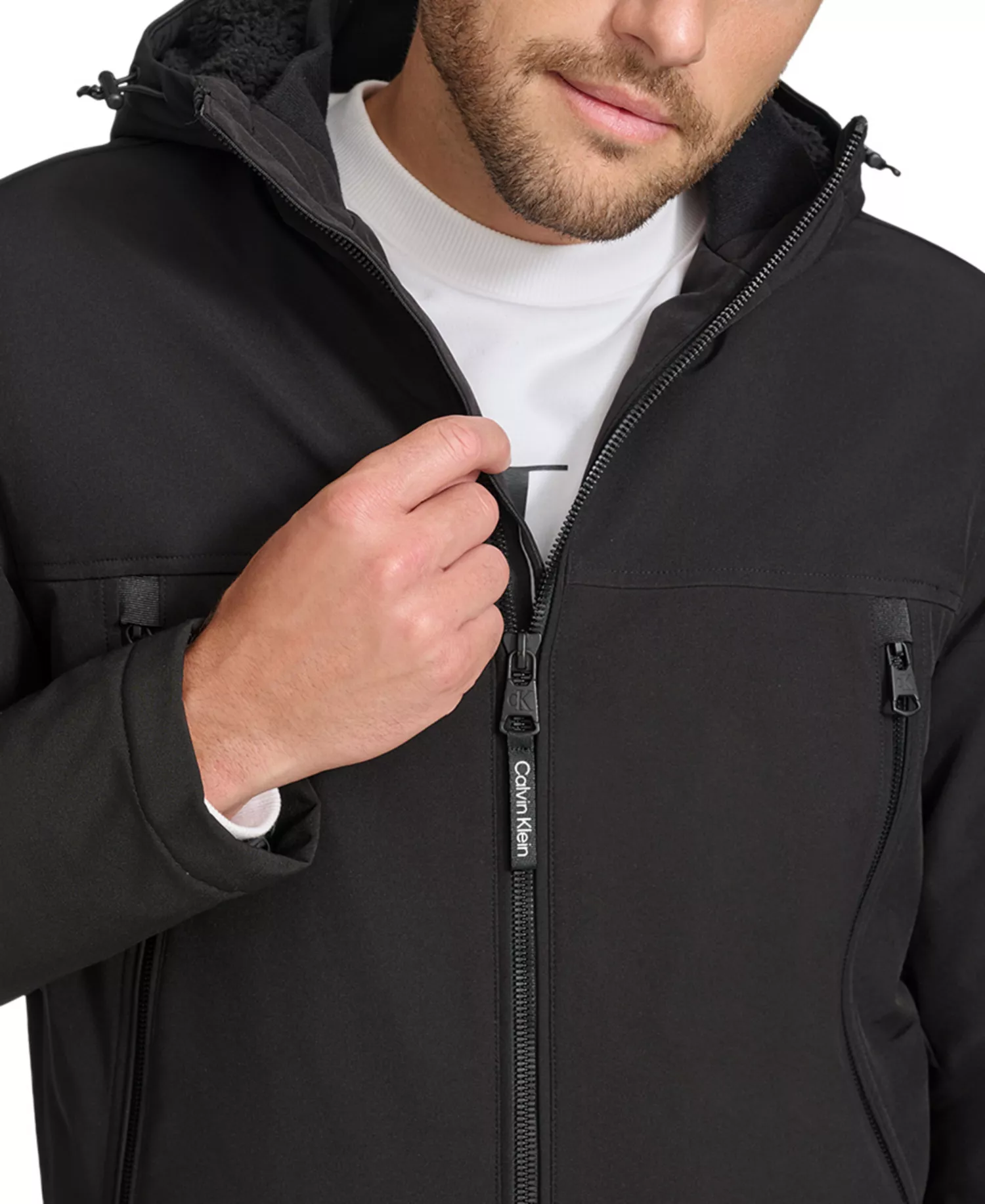 Men's Sherpa Lined Infinite Stretch Soft Shell Jacket  - Black - 2XL