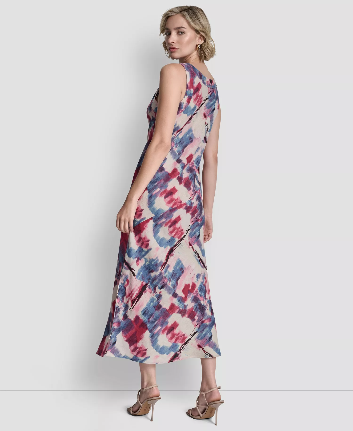 Women's Sleeveless V-Neck Panel Printed Dress - Urban Bloom - L