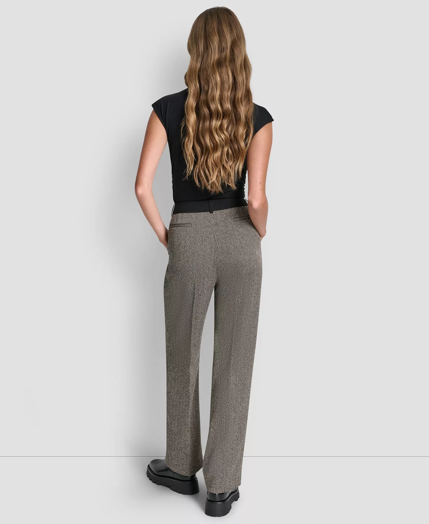 Petite Double Pleat Trousers - Black / Travertine - 2P