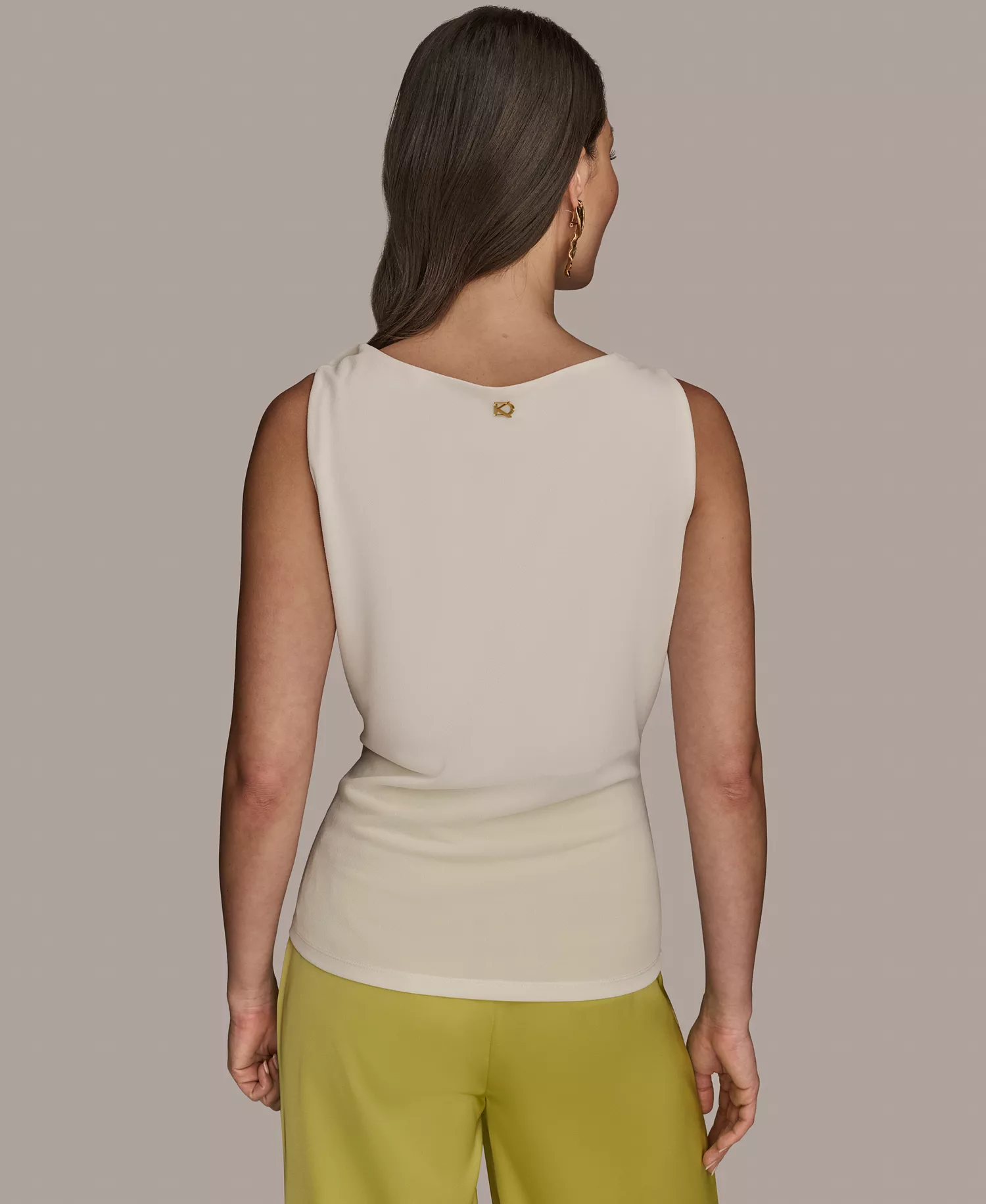 Petite Shoulder-Twist Sleeveless Top - Cream - P/M