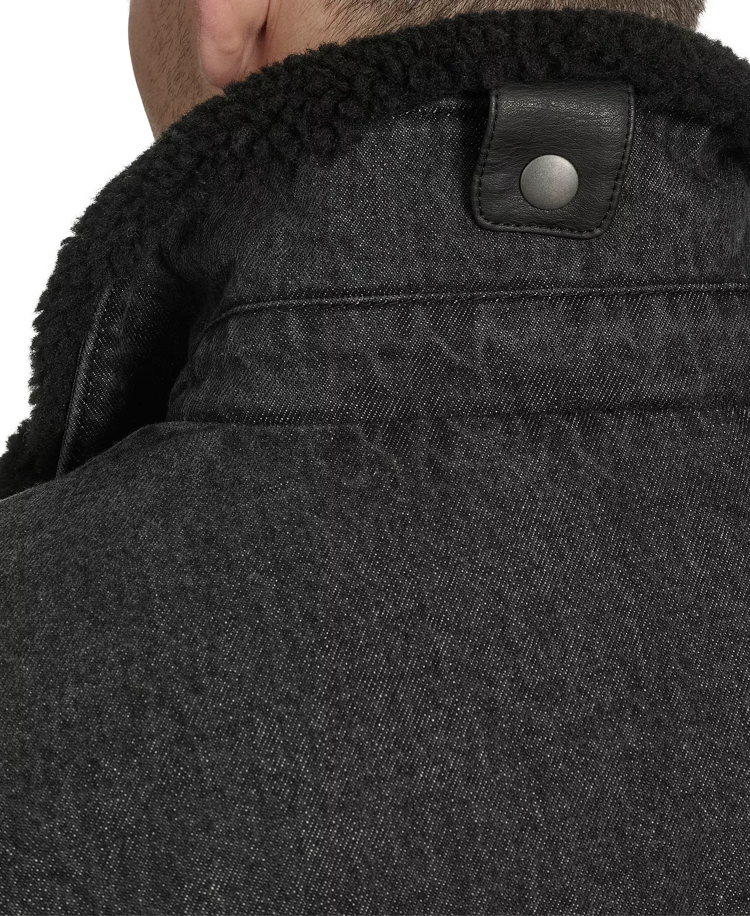 Men's Denim Western Sherpa Lined Collar Jacket - Black Denim - L