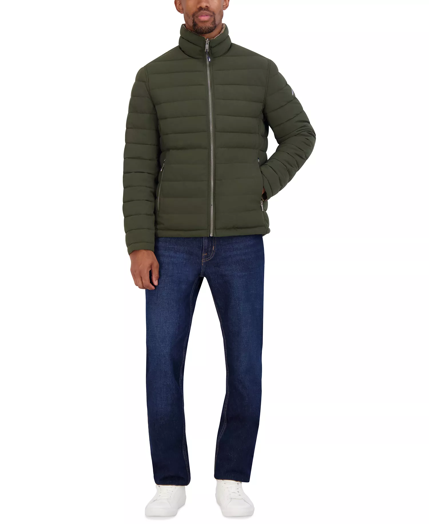 Men's Reversible Quilted Puffer Jacket - Dark Forest/Taupe - XL