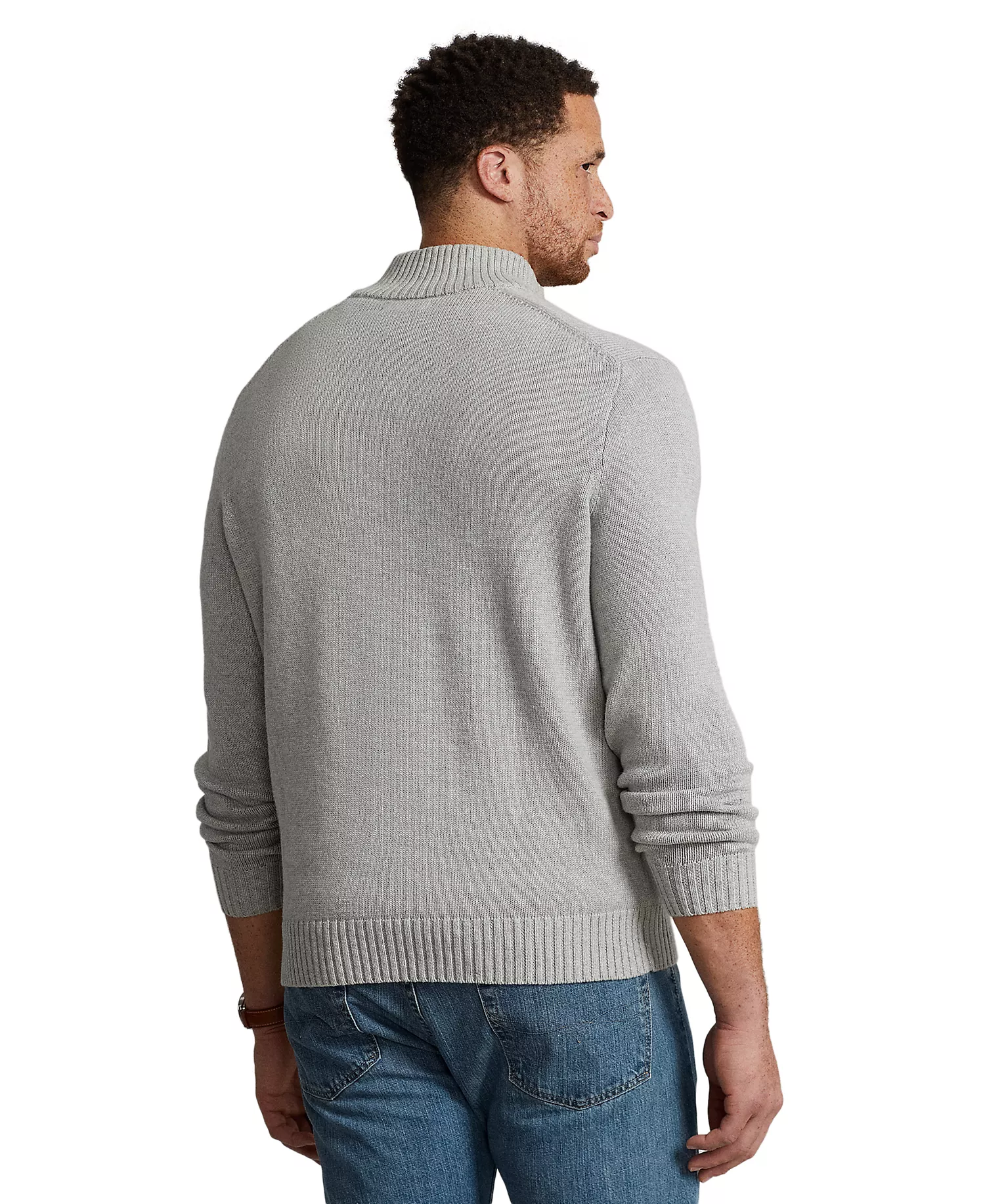 Men's Big & Tall Cotton Quarter-Zip Sweater - Andover Heather - 2LT