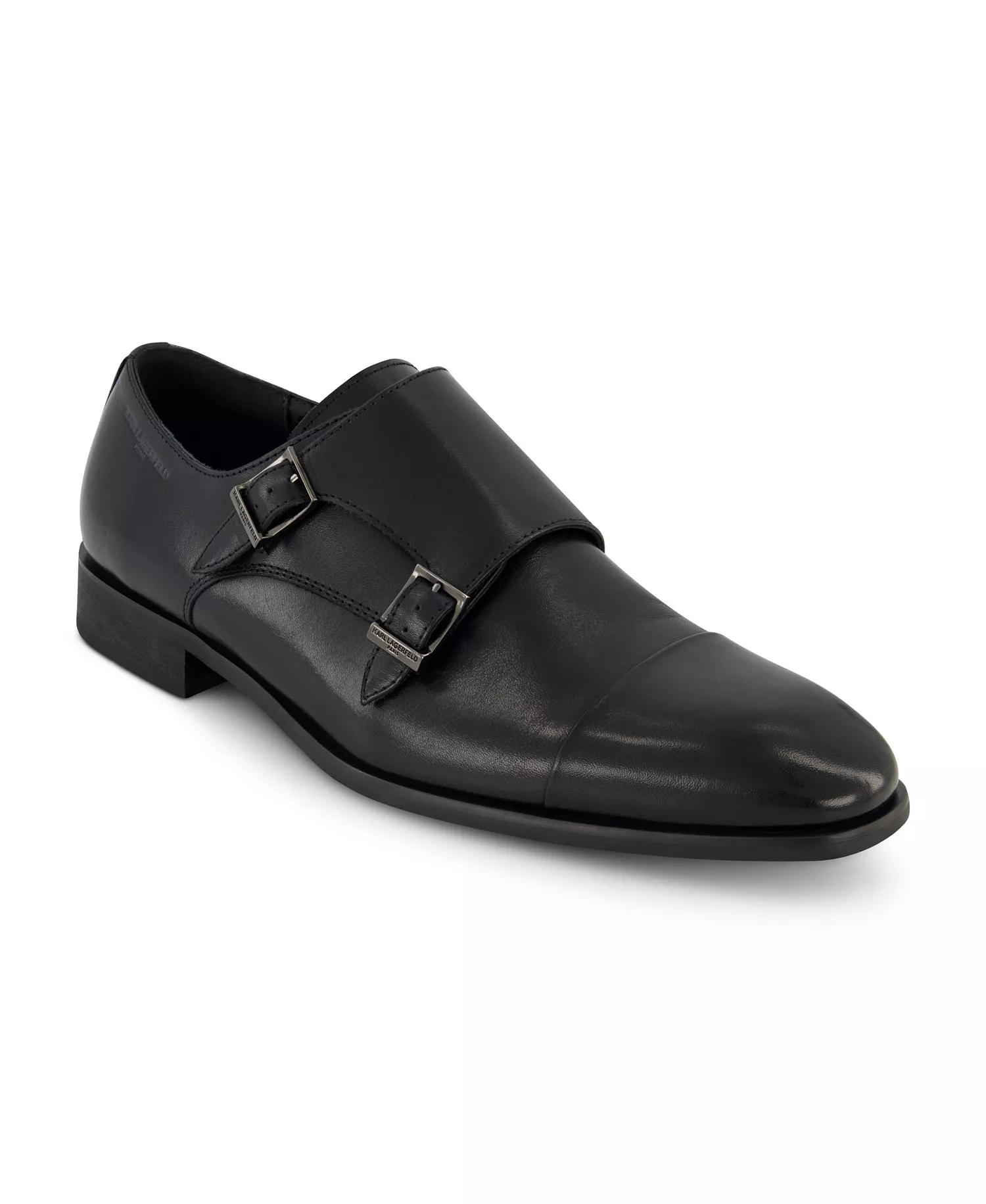 Men's Double Monk Cap Toe Dress Shoe - Black - 7