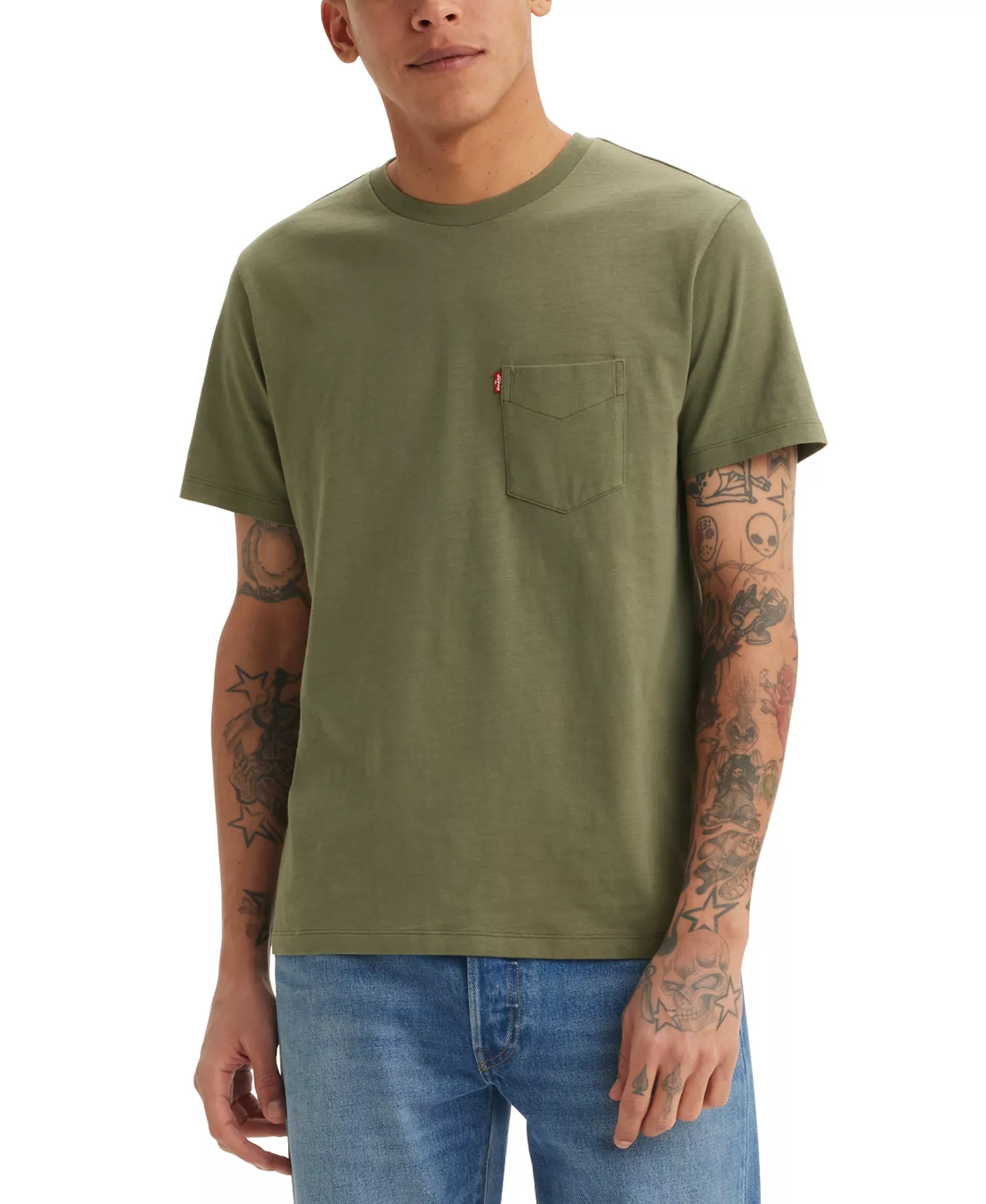 Men's Classic Pocket Short Sleeve Crewneck T-shirt - Moss Olive - 2XL