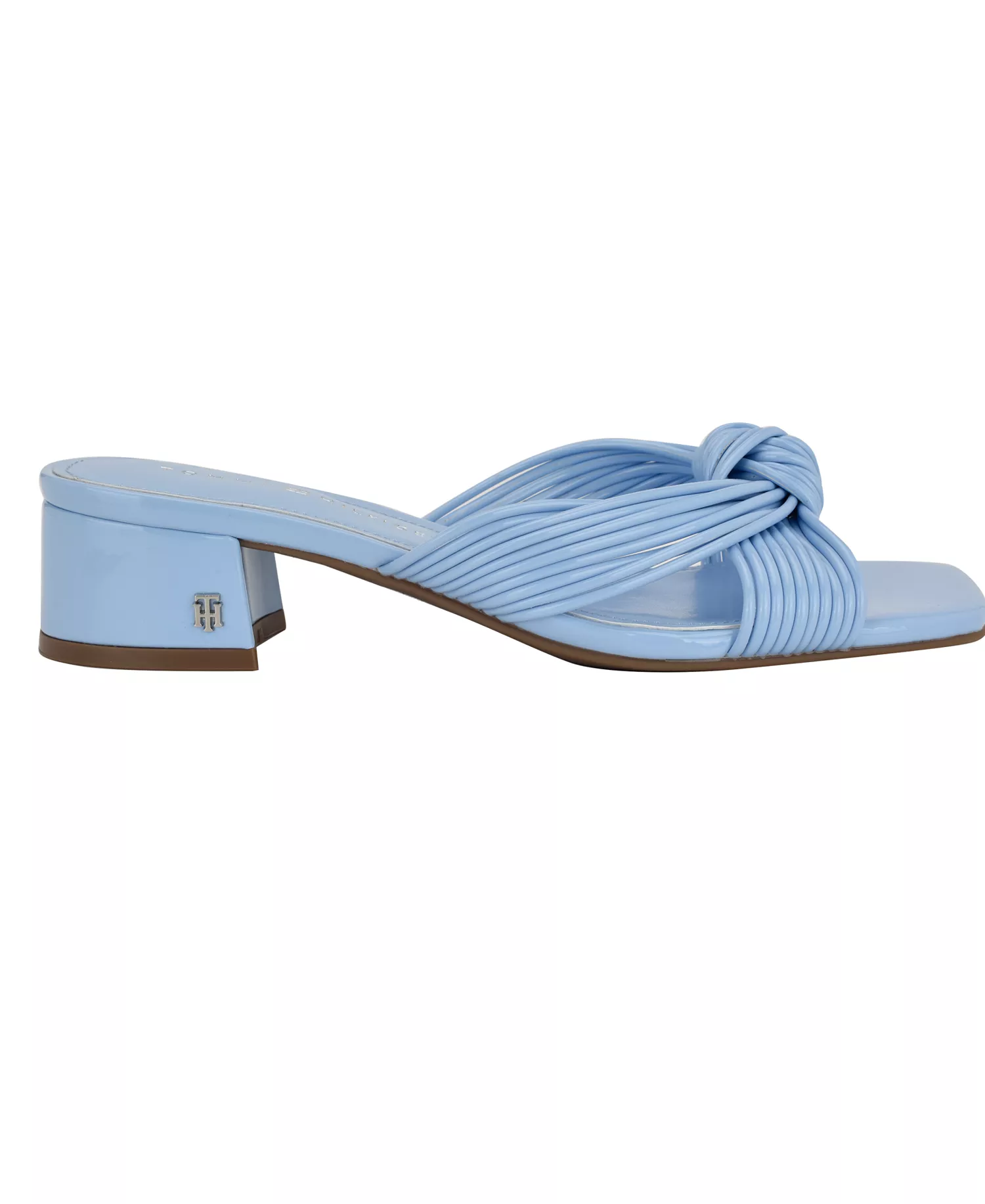 Women's Philie Knotted Crisscross Block Heel Sandals - Blue Patent - 10M