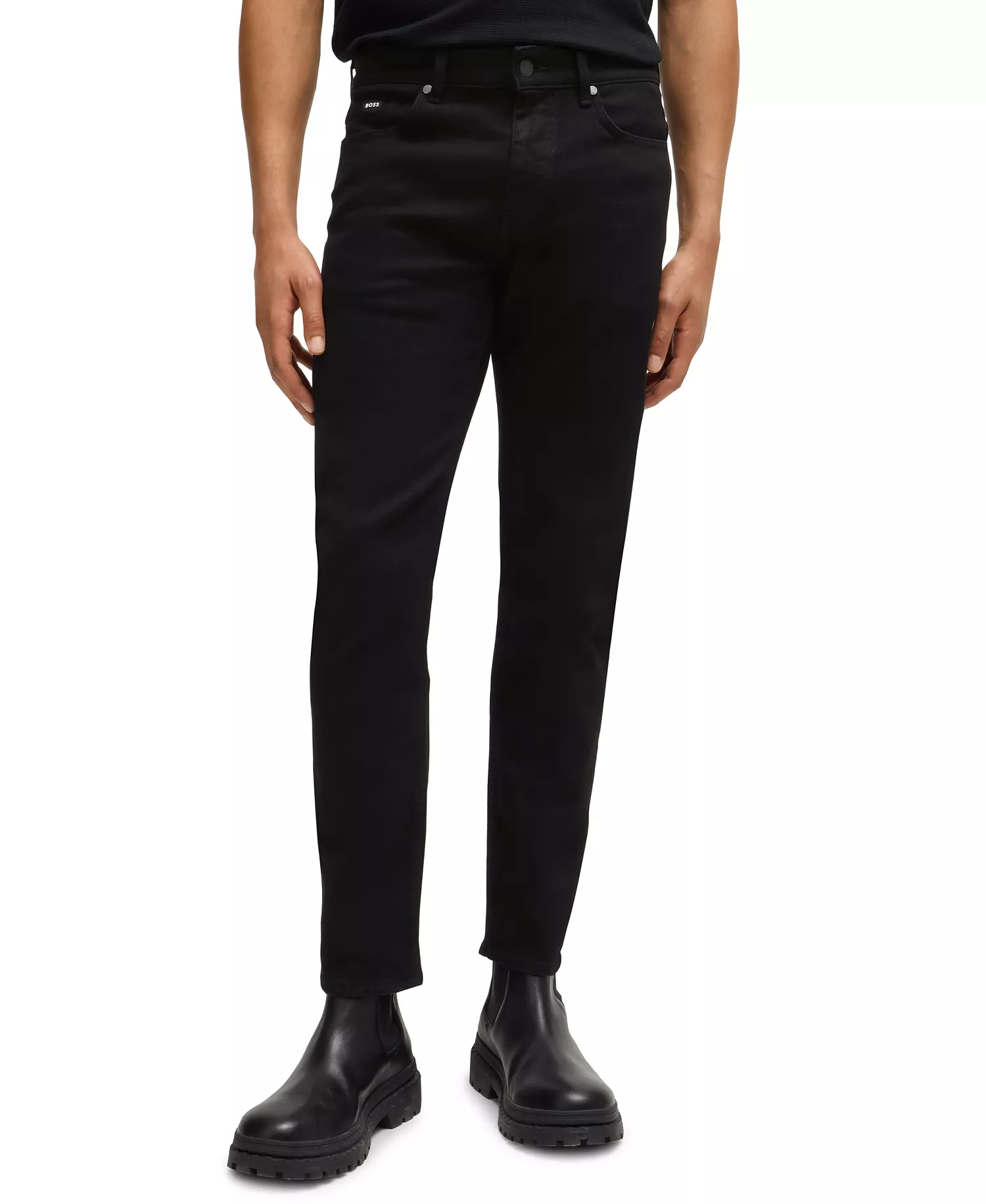 Men's Italian Denim Slim-Fit Jeans - Black - 38x36
