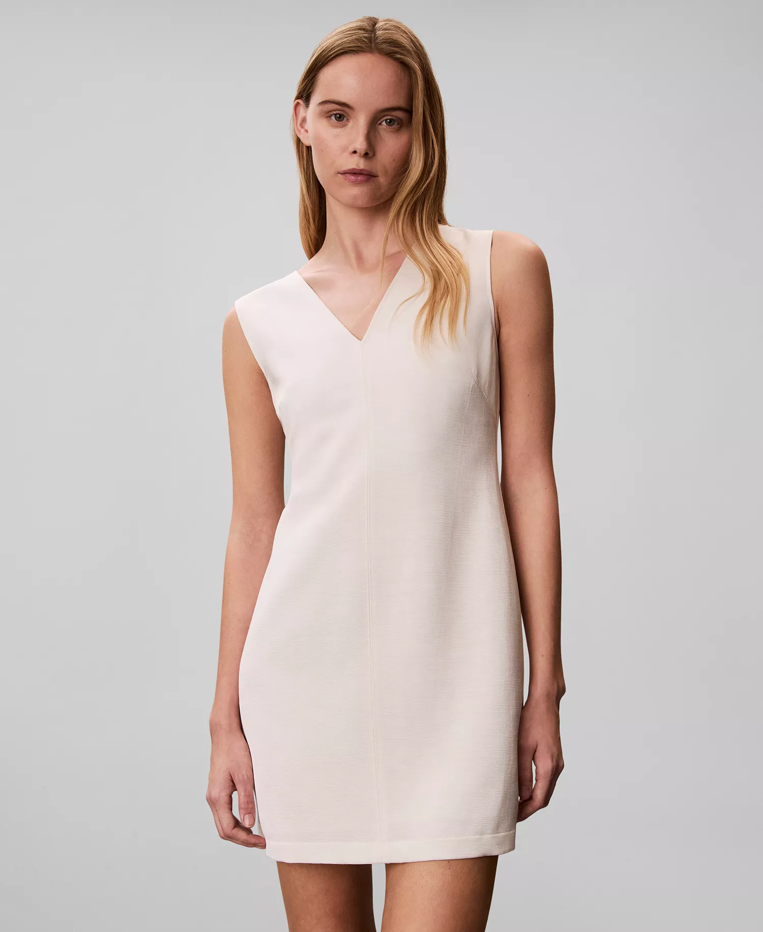 Women's V-Neck Mini Dress - Tofu - 10