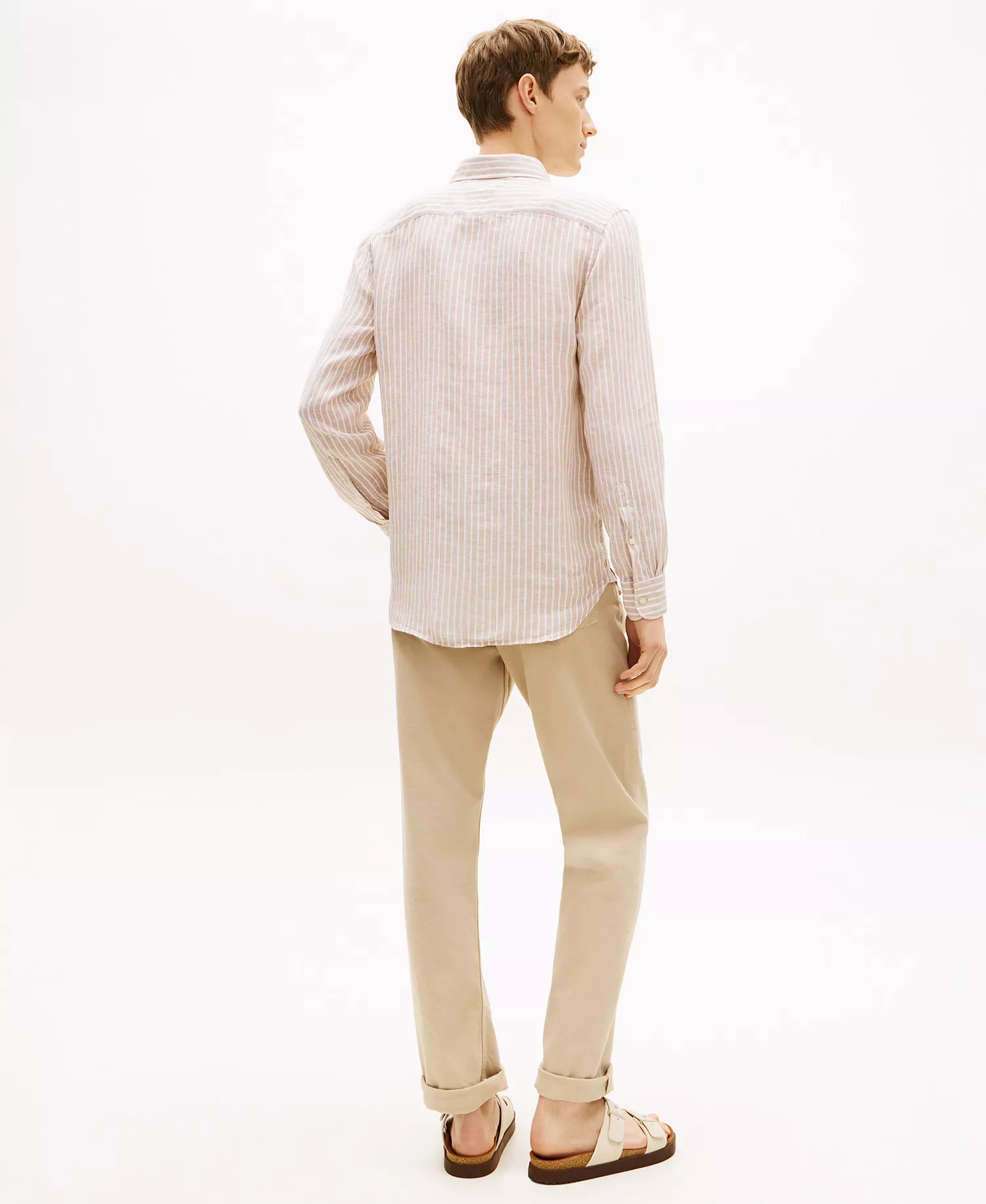 Men's Linen Bengal Stripe Shirt - Sandalwood - L