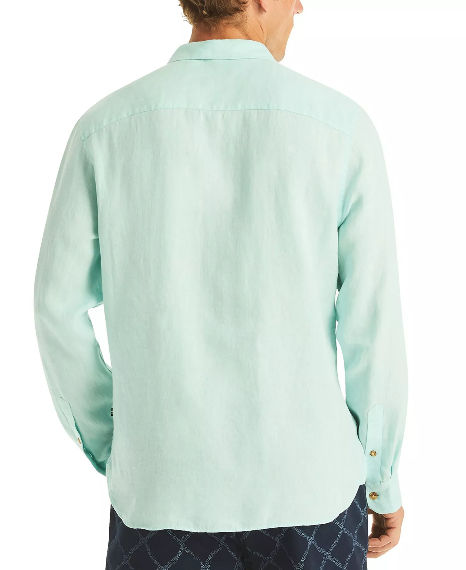 Men's Classic-Fit Spread-Collar Linen Shirt - Big Sur Green - 2XL