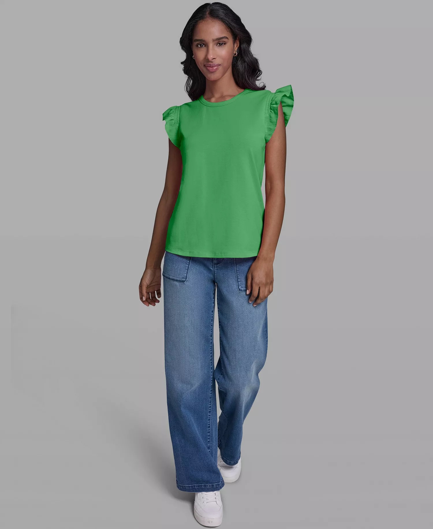 Women's Scallop Trim Boat Neck Top - Ballet Slipper - L
