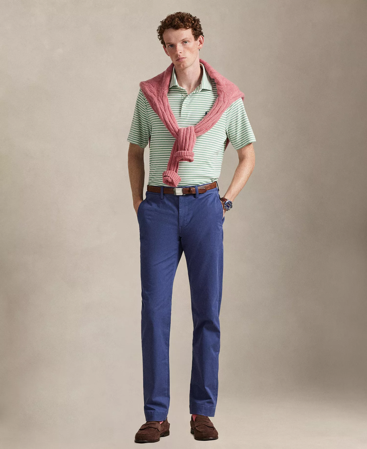 Men's Classic Striped Polo Shirt - Faded Mint/White - 2XL