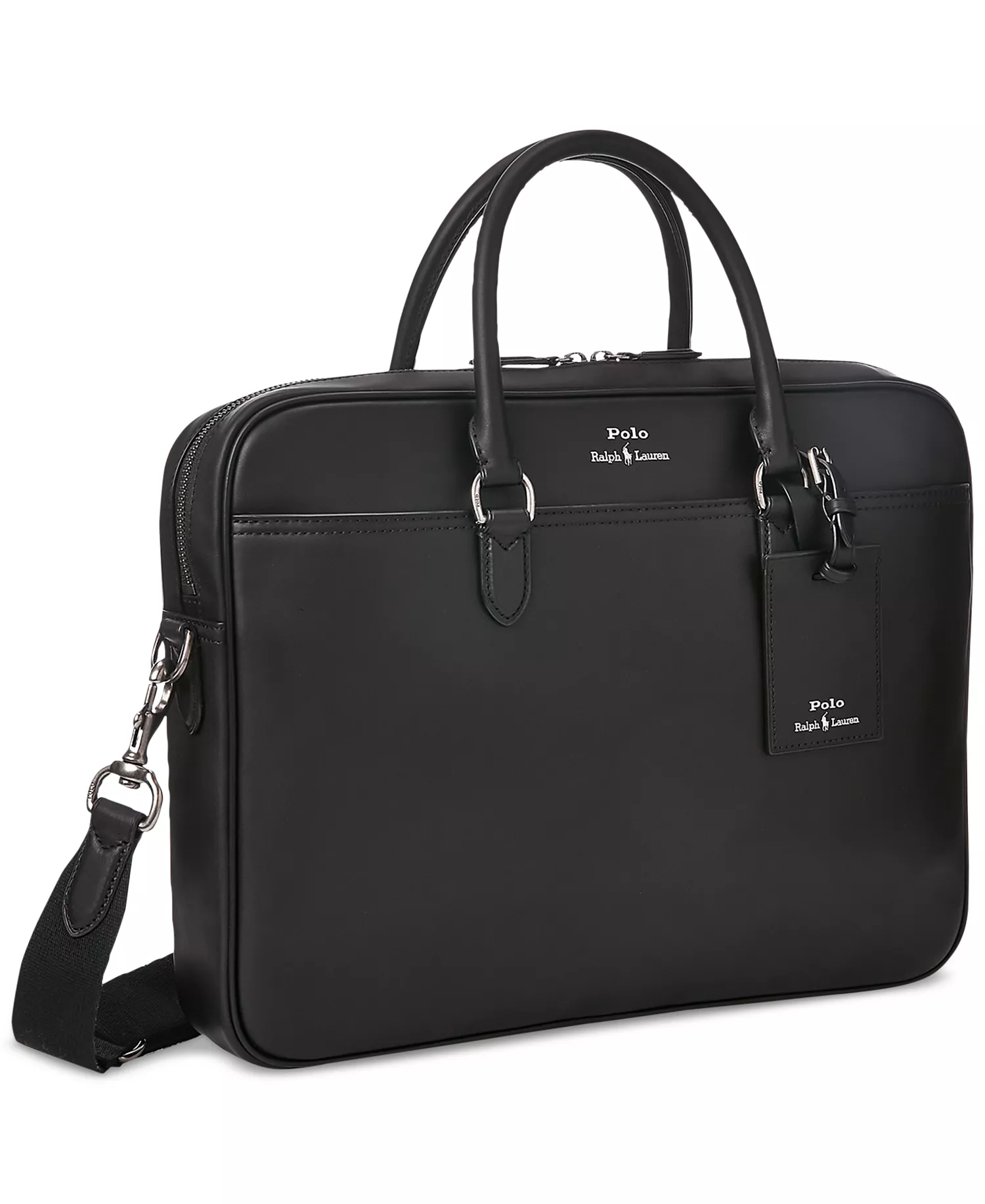 Men's Leather Briefcase Bag - Black - No Size