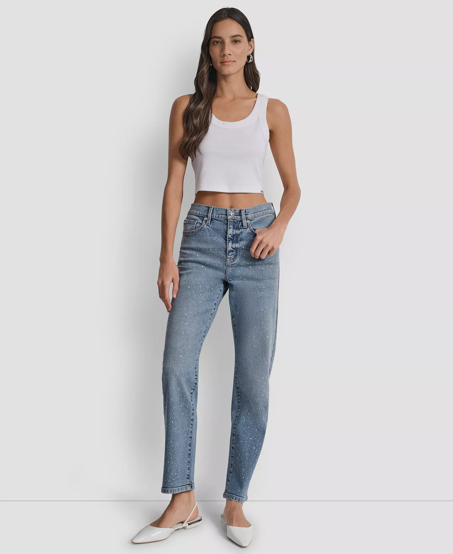 Women's High Rise Straight Fit Embellished Jeans - Jasper - 24