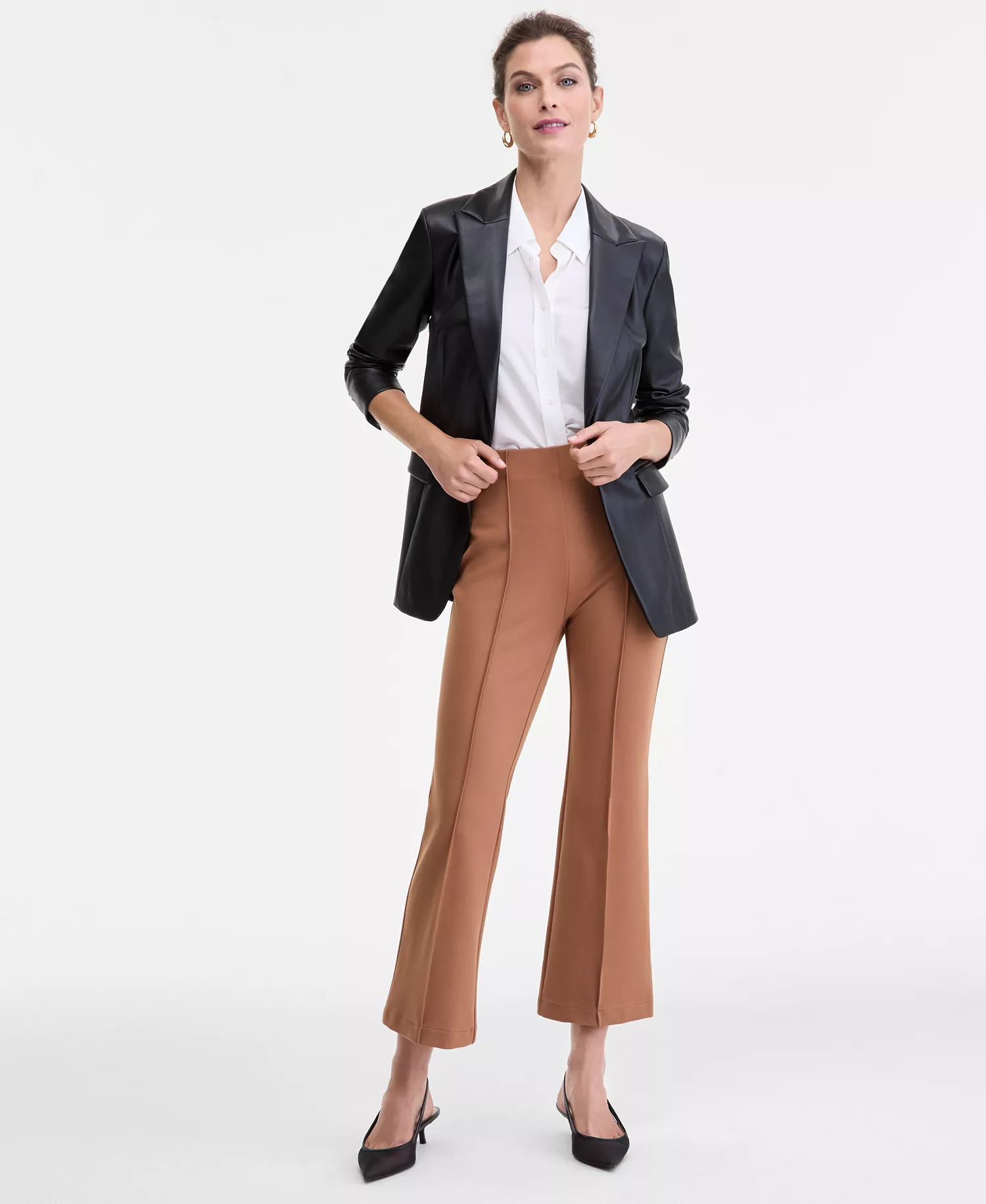 Women's High-Rise Kick Flare Pants, Macy's Exclusive - Brown Saira - L