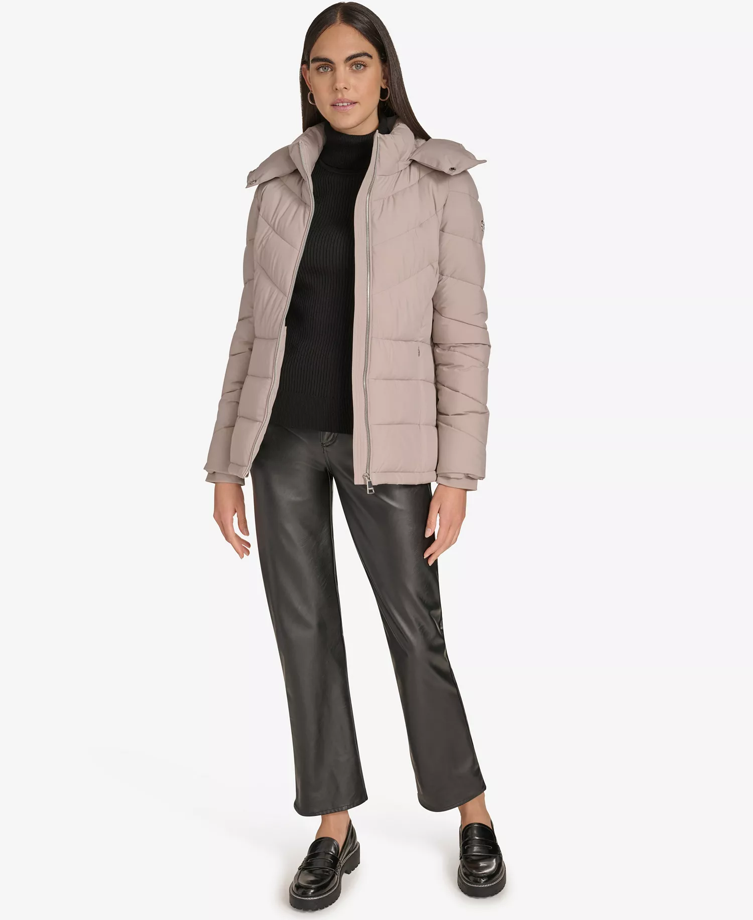 Women's Short Zip Front Puffer Jacket - Atmosphere - L