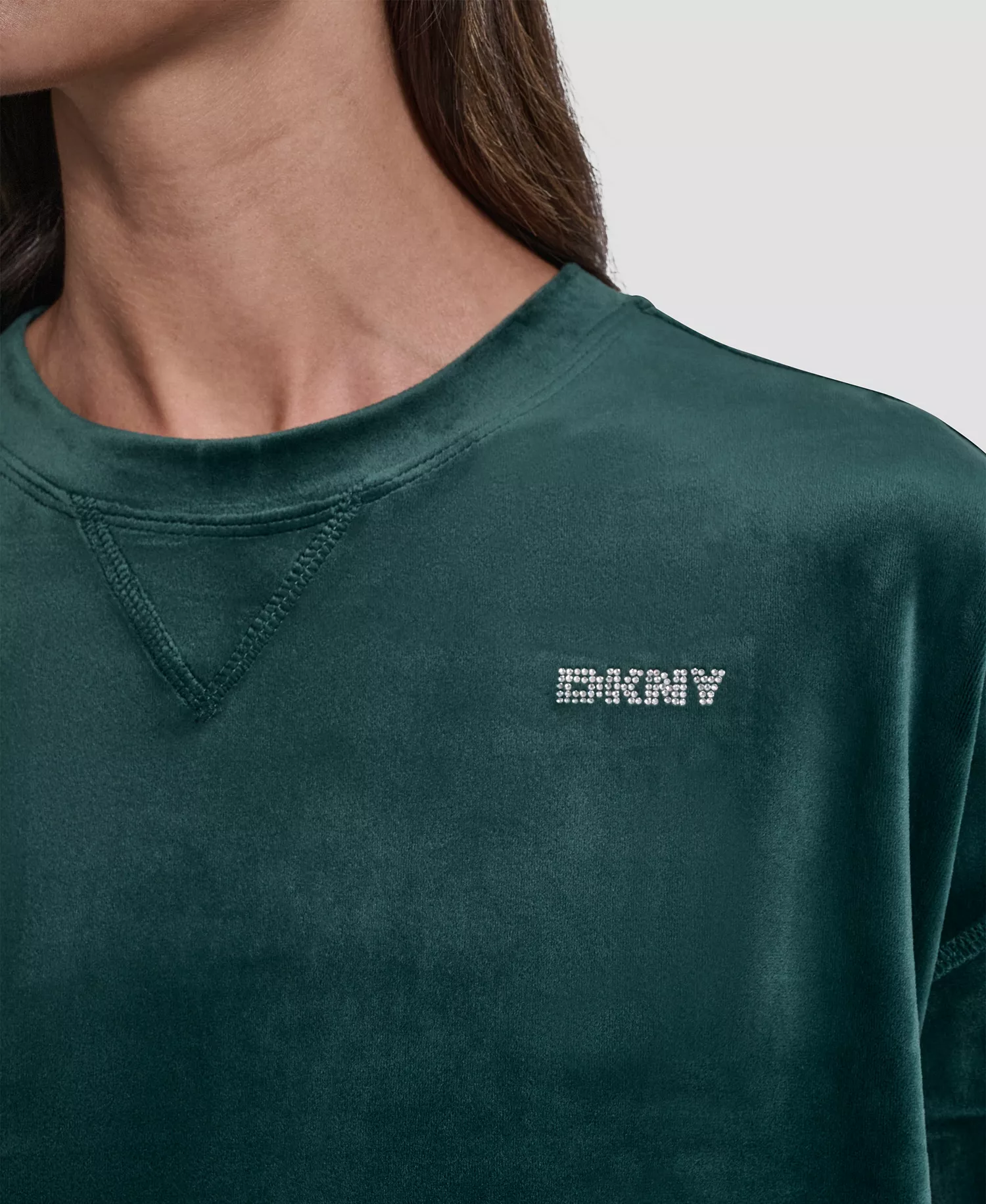 Women's Platinum Velour Crewneck Sweatshirt - Cool Pine - M