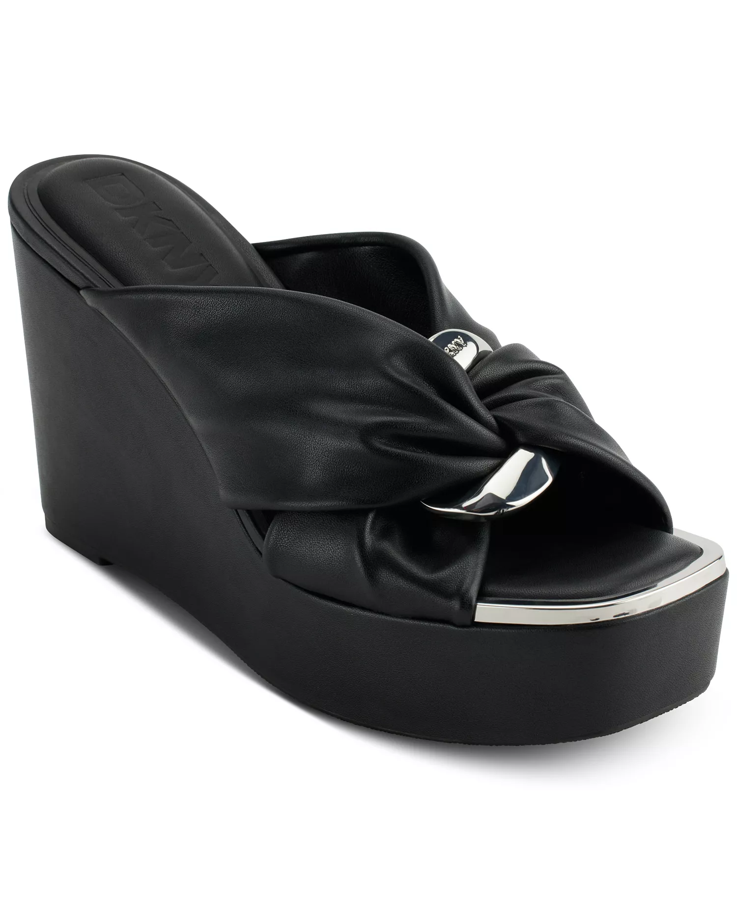 Women's Maryn Chain Twist Platform Wedge Sandals - Black/ Nickel - 10M