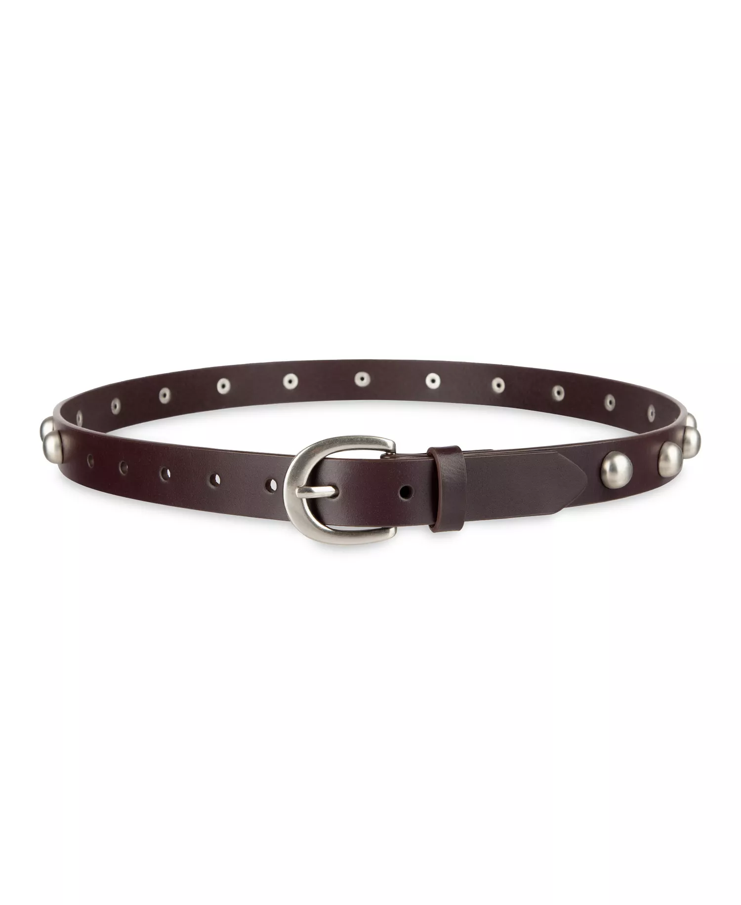 Skinny Leather Belt - Brown - L