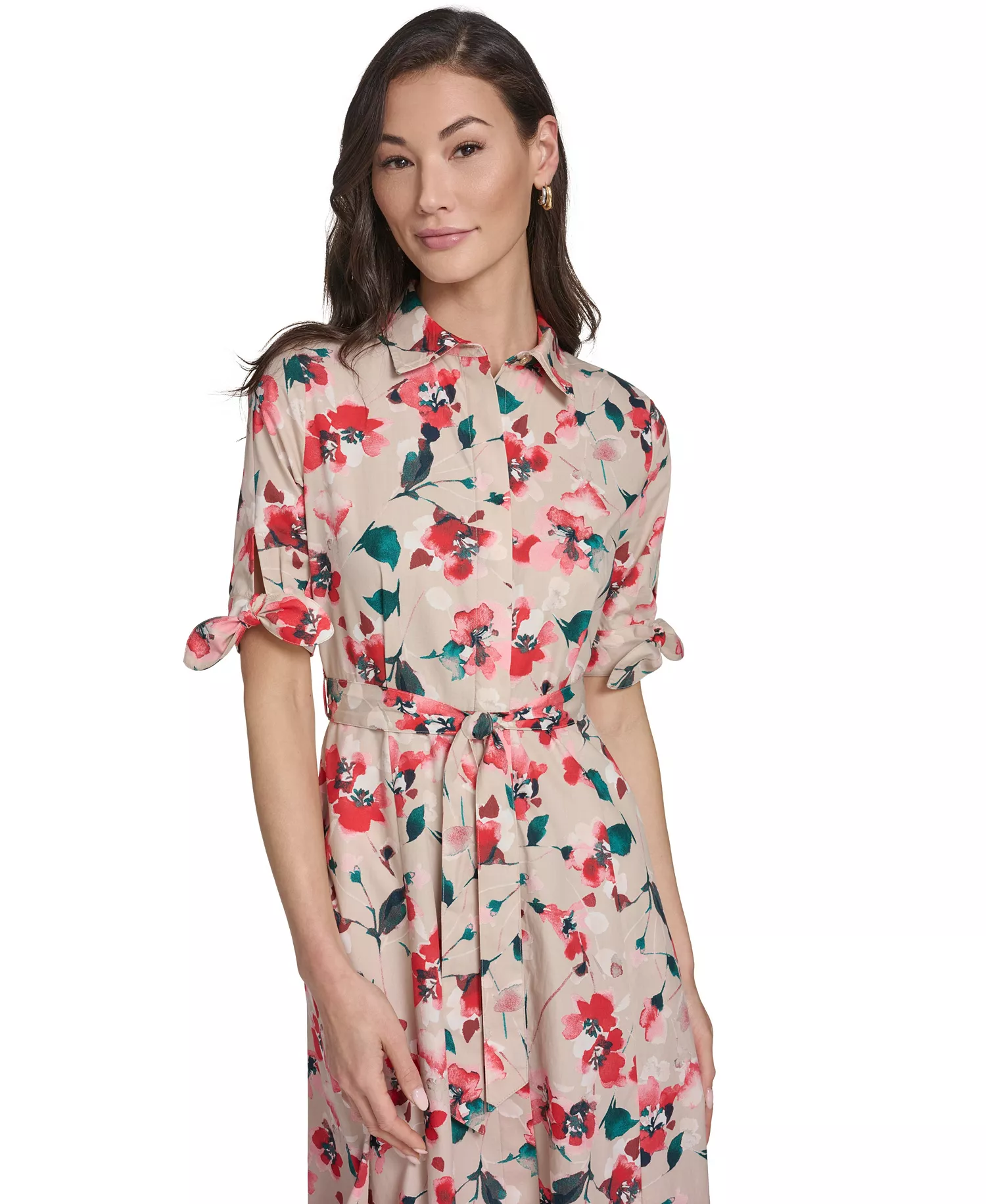 Women's Collared Midi Dress - Cashew Multi - 10