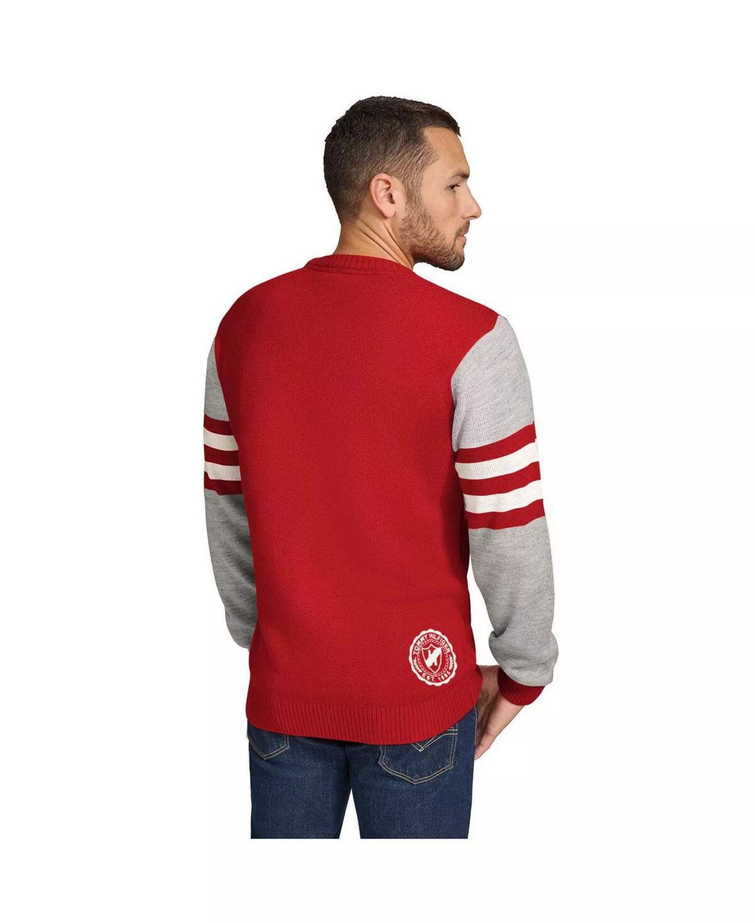 Men's Scarlet/Heather Gray San Francisco 49ers Acrylic Crewneck Pullover Sweatshirt - Scarlet, Heather Gray - L