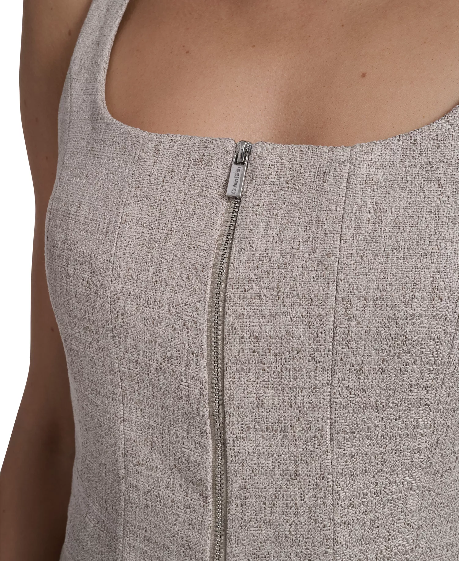 Women's Zip-Front Novelty Vest - Latte Multi - 10