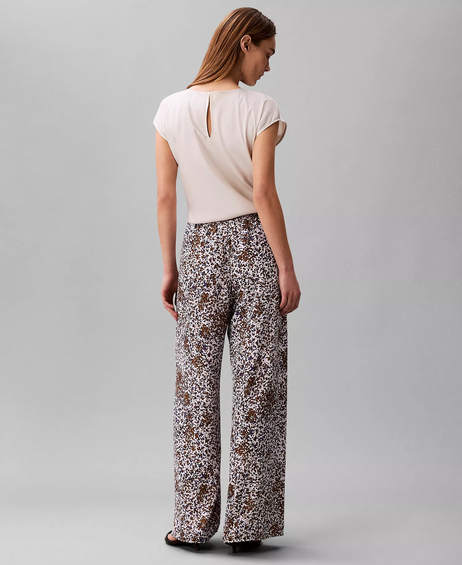 Women's Textured Print Pull-On Pants - Sepia Flecked Animal Print - L
