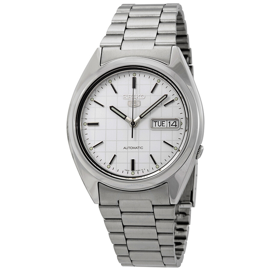 Seiko Series 5 Automatic White Grid Dial Men's Watch