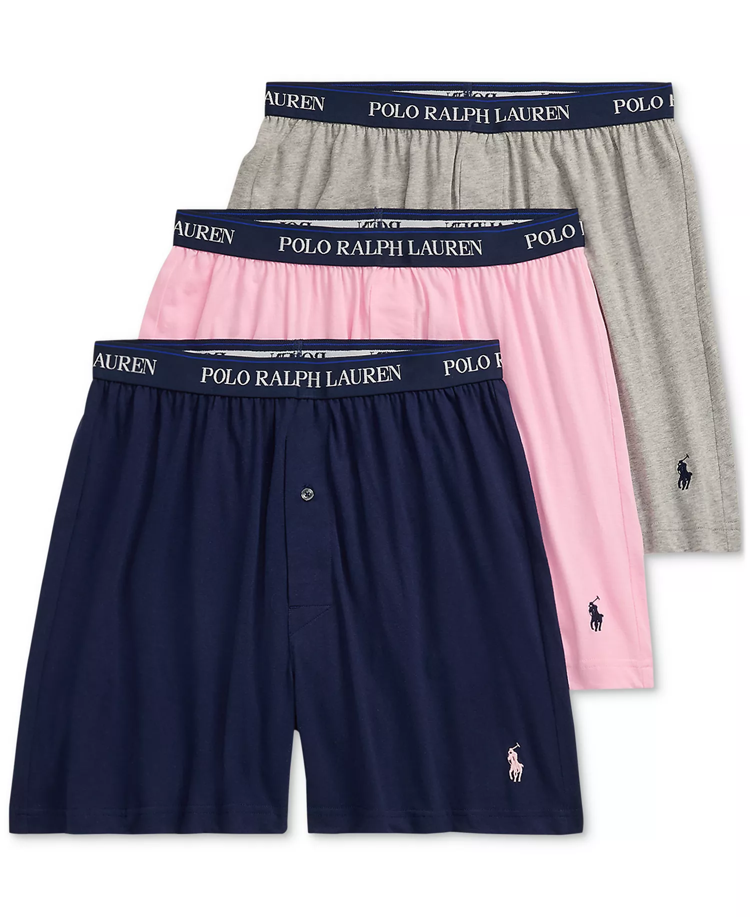 Men's 3-Pk. Cotton Classic Knit Boxers - Andover Heather/carmel Pink/cruise Navy - M