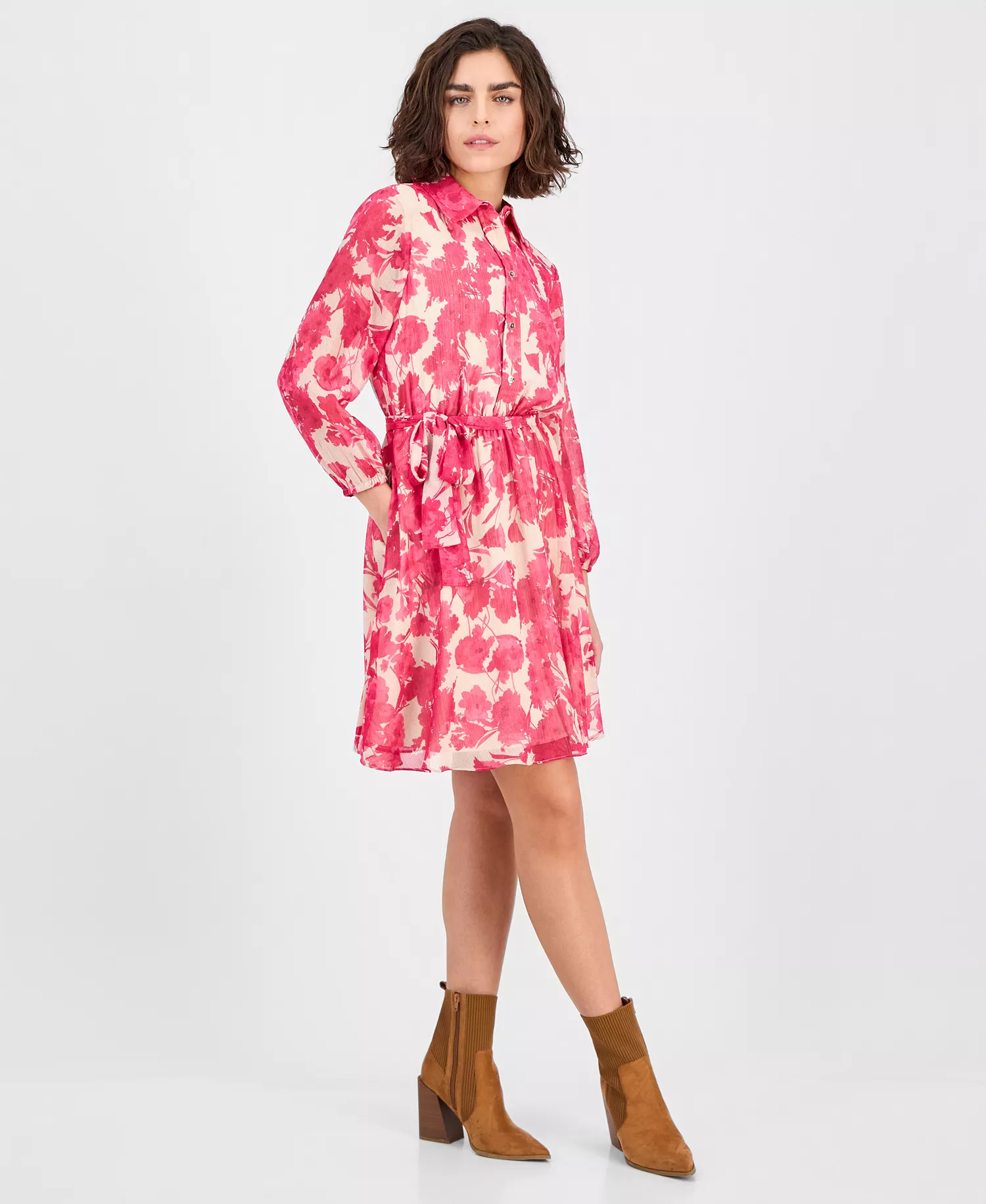 Nautical Jeans Women's Festival Floral Shirtdress - Aster Pink Multi - L