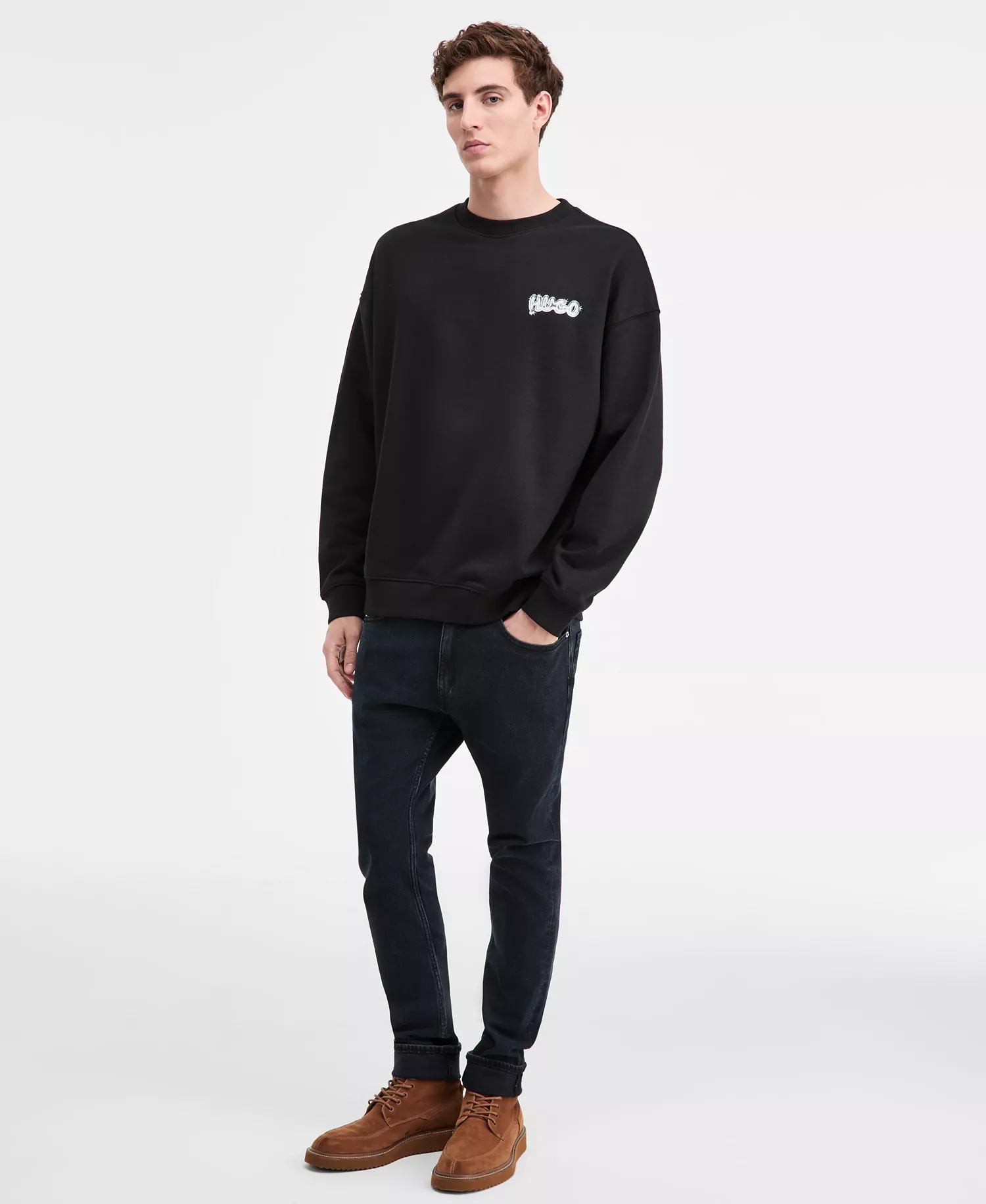 Men's Nyrocrew Cotton Logo Crewneck Sweatshirt - Black - 2XL