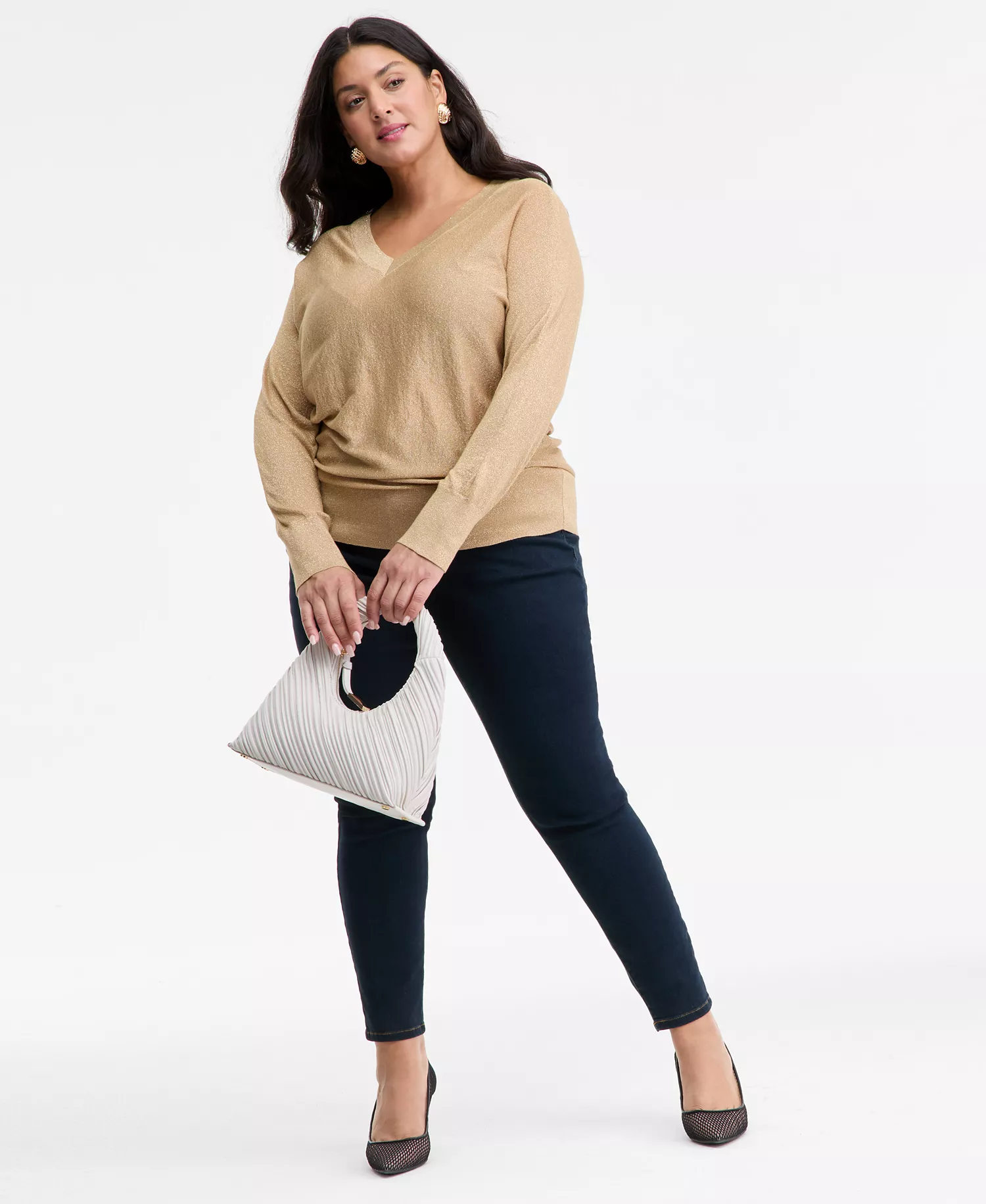 Plus Size V-Neck Dolman-Sleeve Sweater, Macy's Exclusive  - Copper Moon Lrx - 0X
