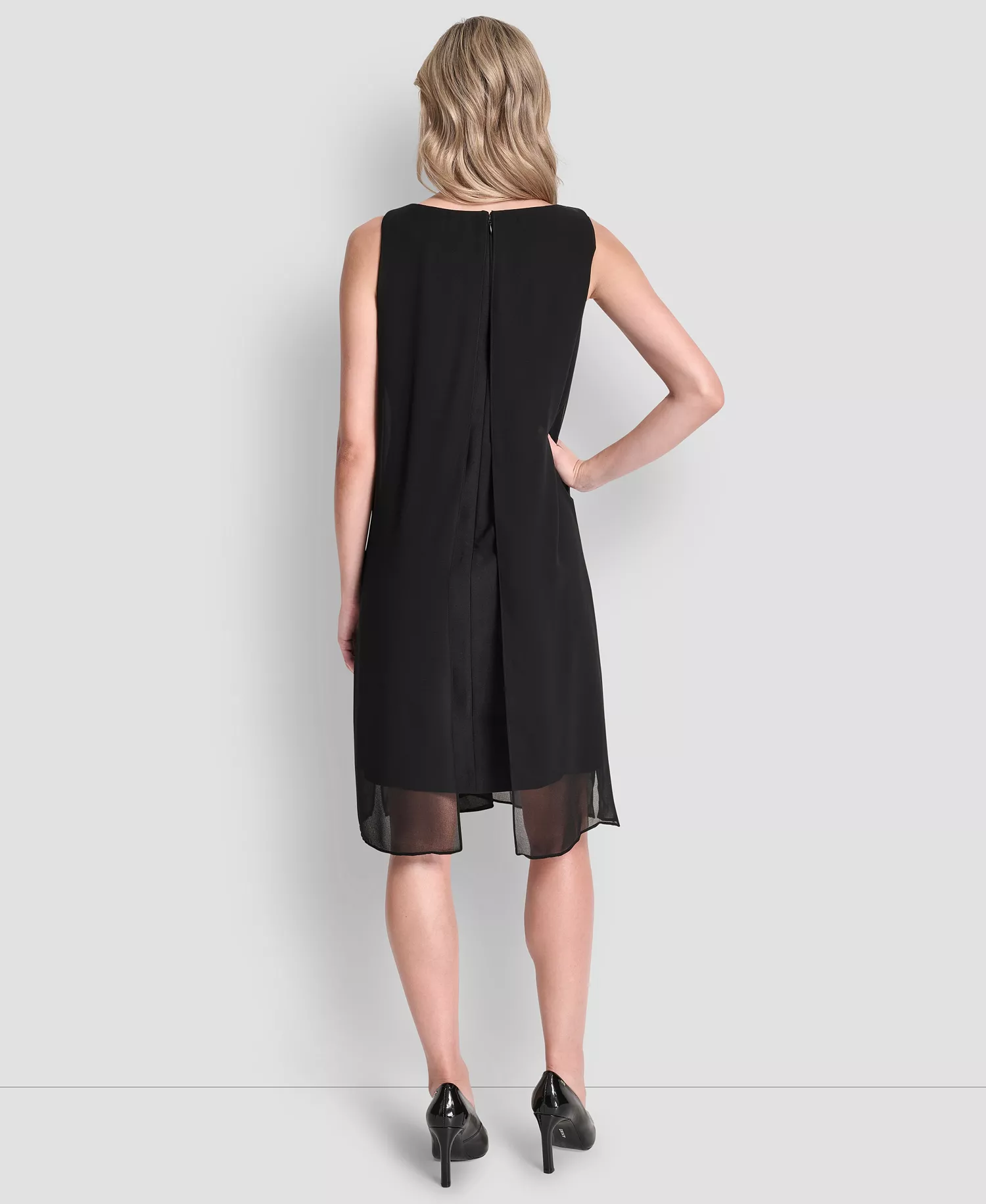 Women's Sleeveless Hotfix Chiffon Overlay Dress - Black - 16