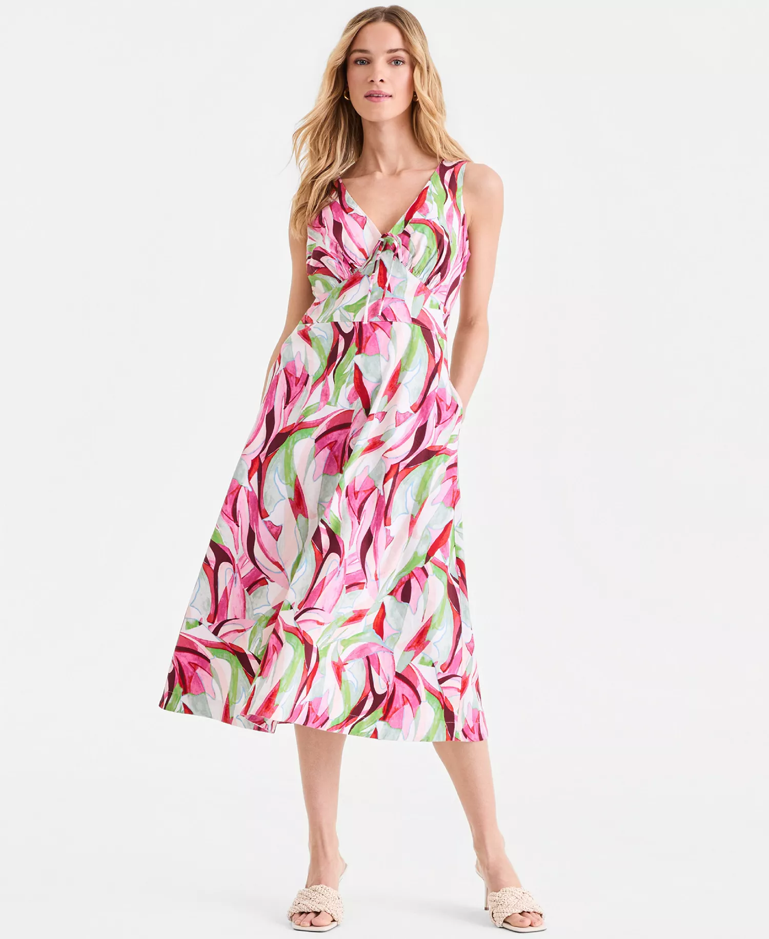 Petite Printed Sleeveless Maxi Dress, Macy's Exclusive - Casey Abstract - P/L