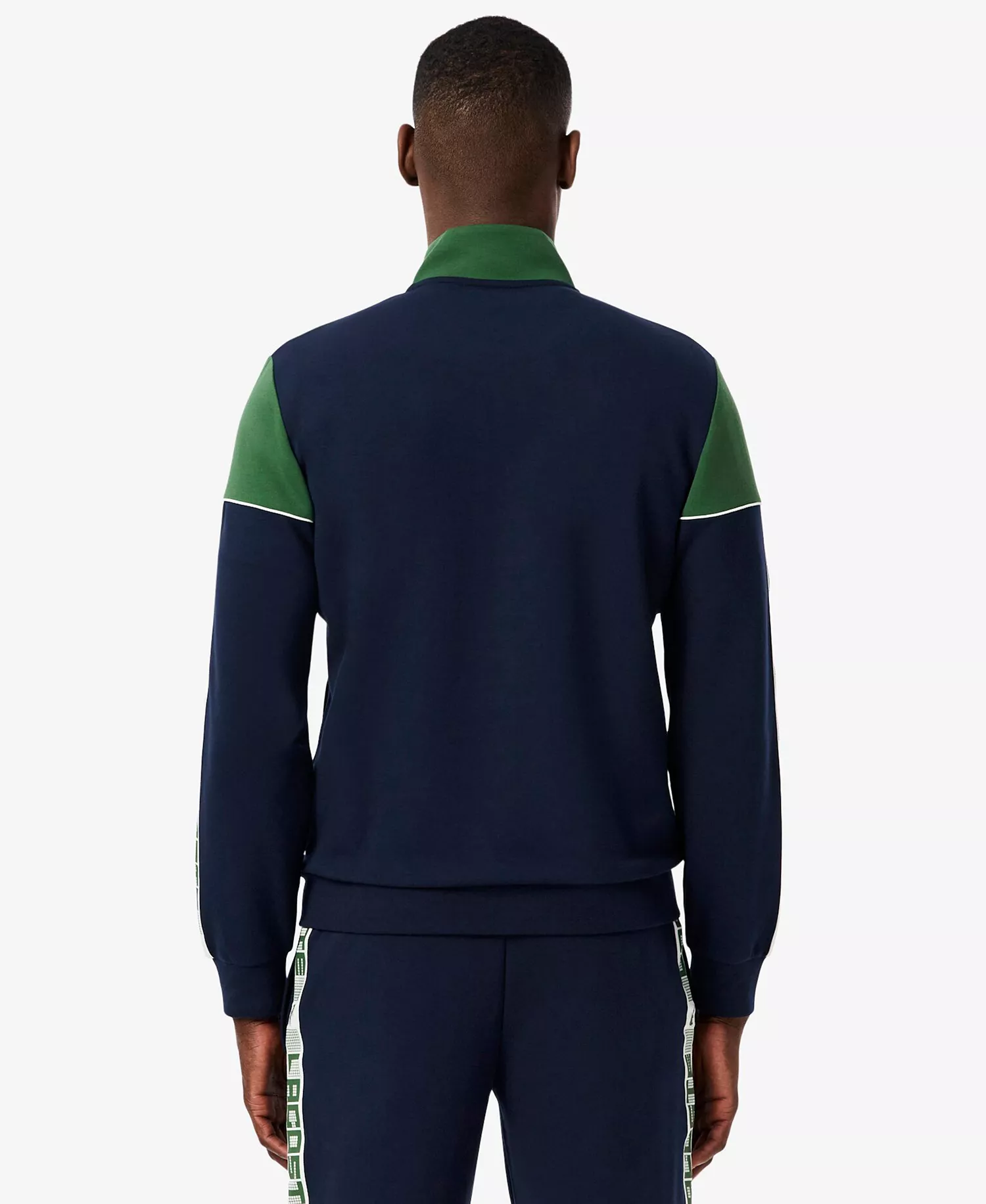 Men's Zip-Up Long Sleeves Sweatshirt - Navy Blue/Green - 2XL