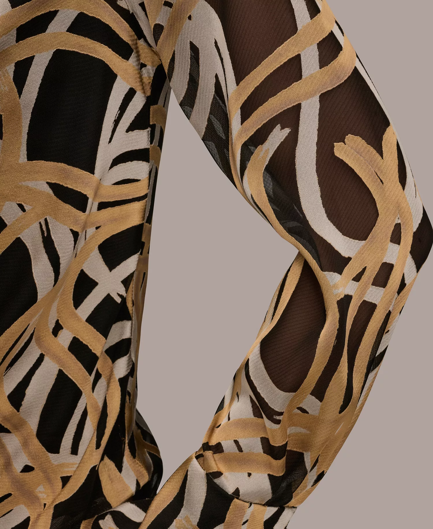 Women's Long Sleeve Burnout Cowl Neck Top, Regular & Petite - Black/gold - L