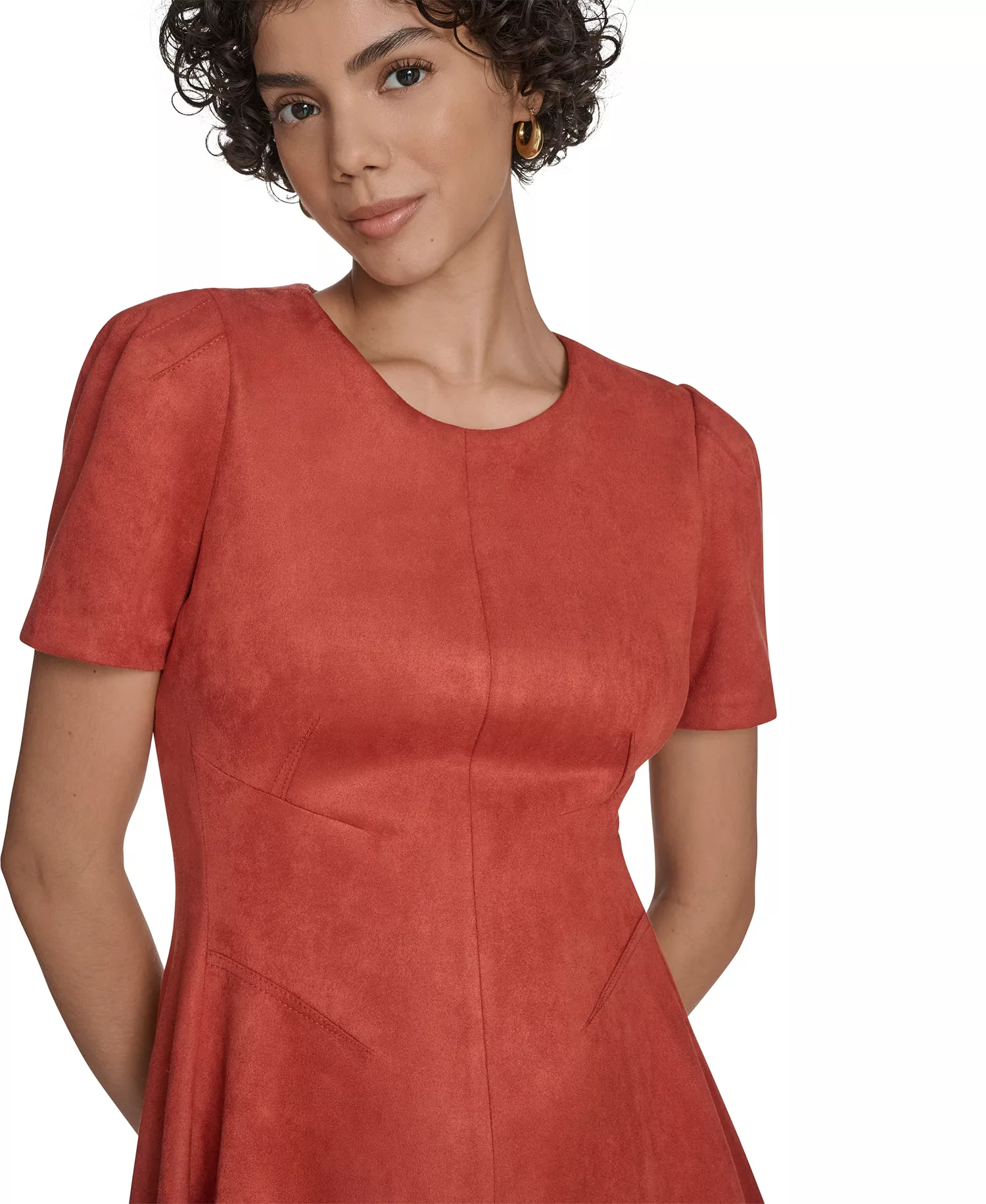 Women's Fit and Flare Short Dress - Chai Tea - 4