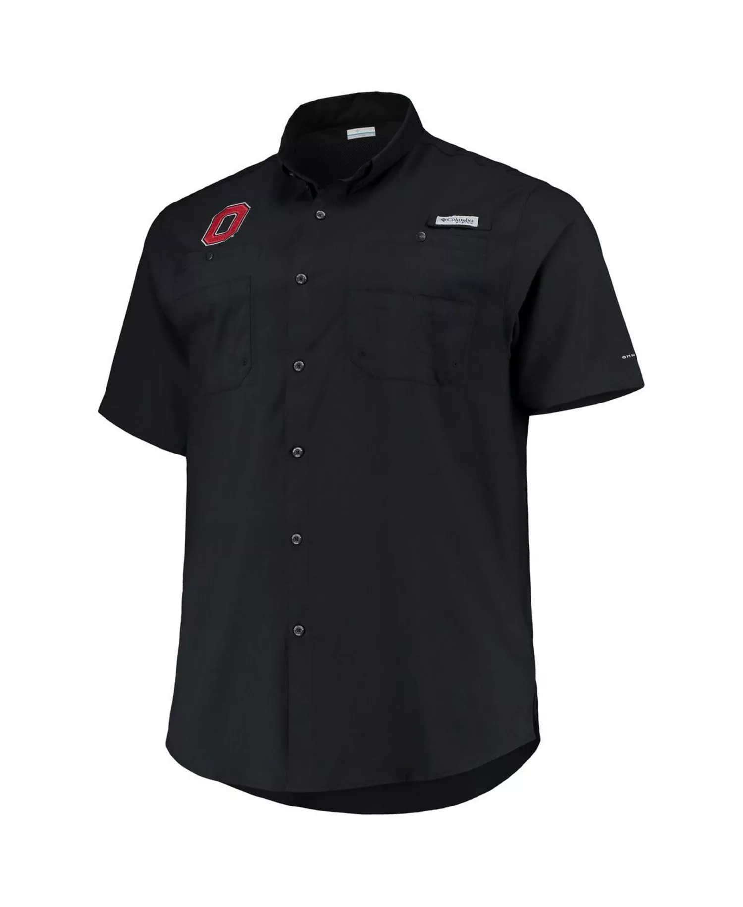 Men's Black Ohio State Buckeyes Big and Tall Tamiami Omni-Shade Button-Down Shirt - Black - 4XT