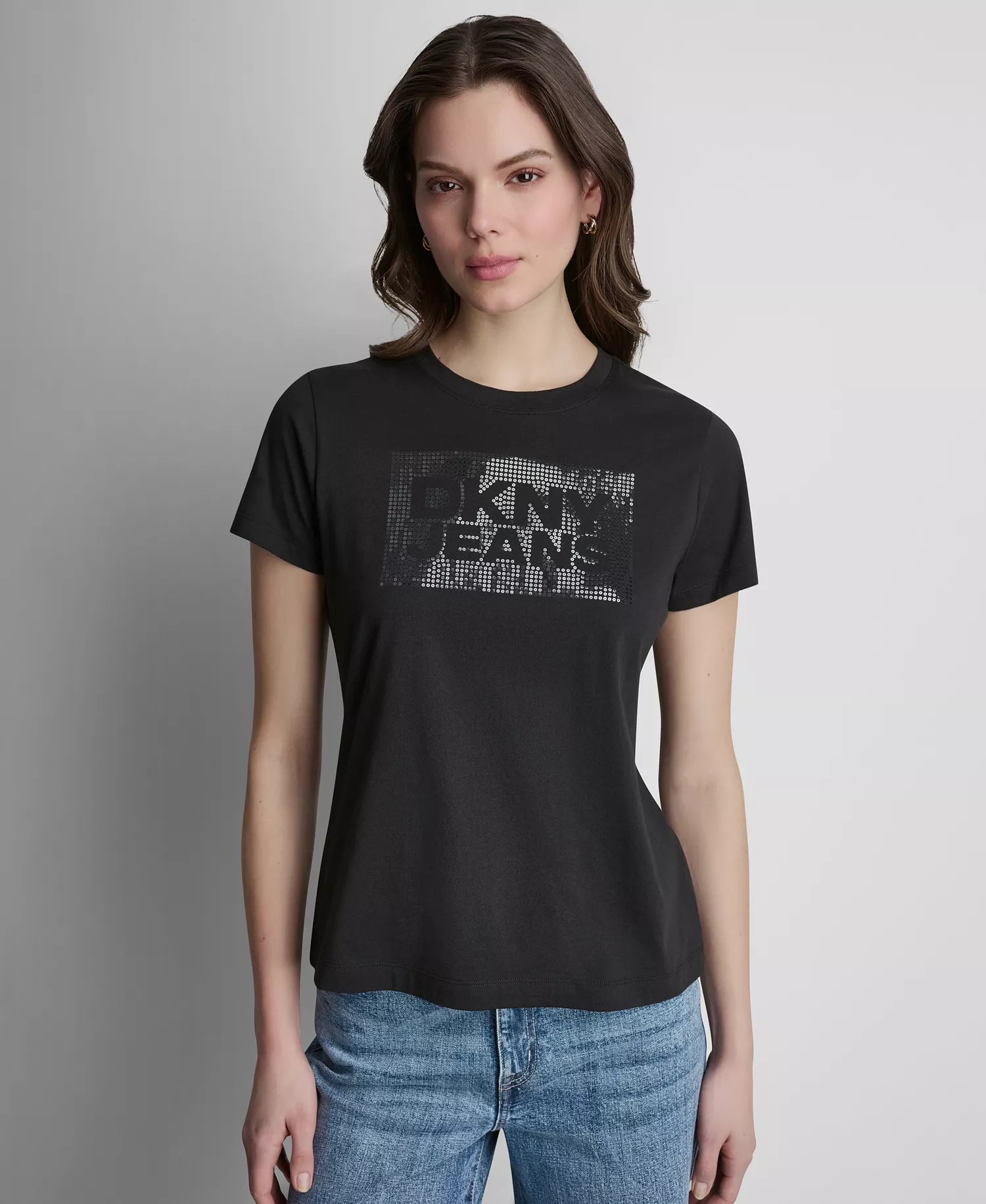 Women's Crew Neck T-Shirt - Black/black - L