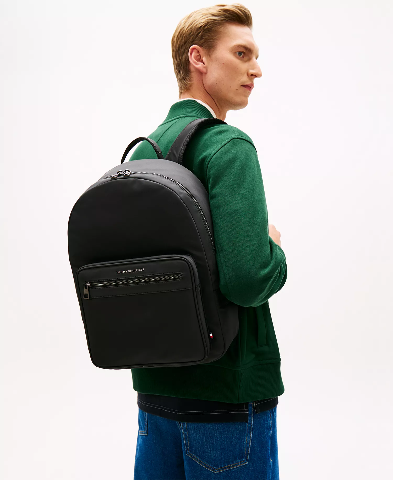 Men's Zippered Backpack - Black - No Size