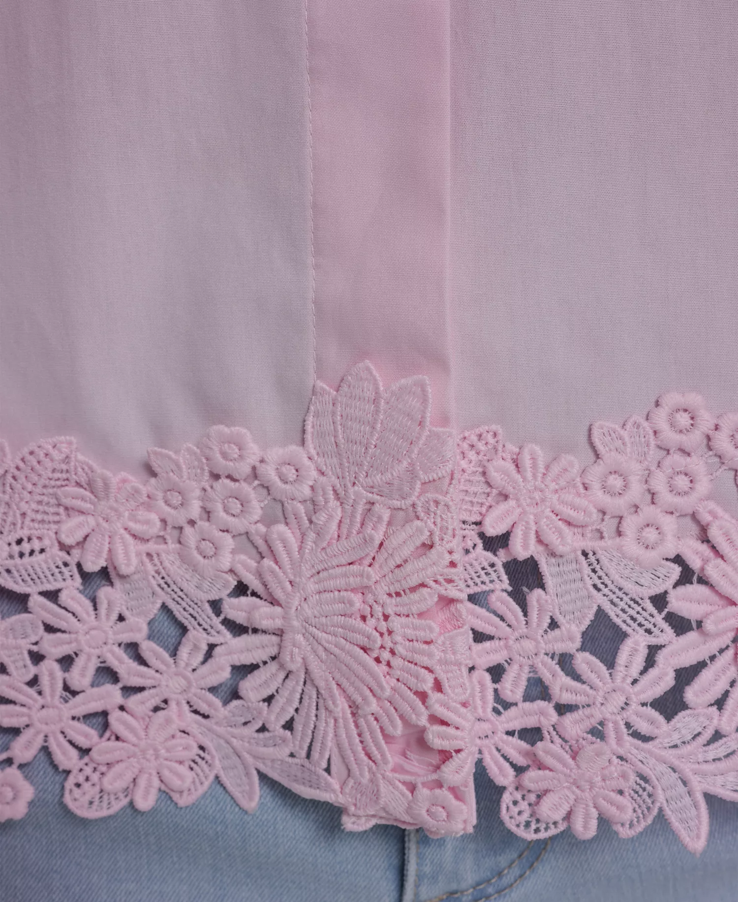 Women's Collared Lace-Trimmed Short-Sleeve Blouse - Ballet Slipper - L