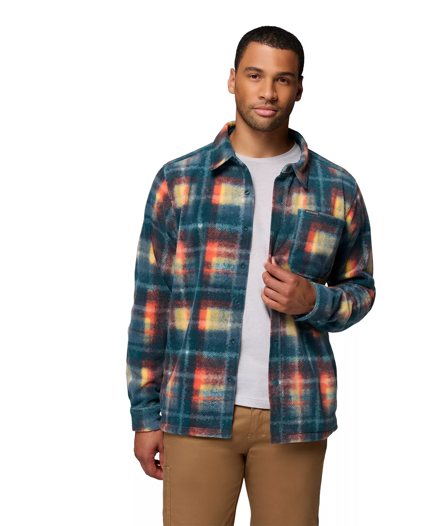 Men's Steens Mountain II Plaid Fleece Shirt Jacket - Everblue omblur - L