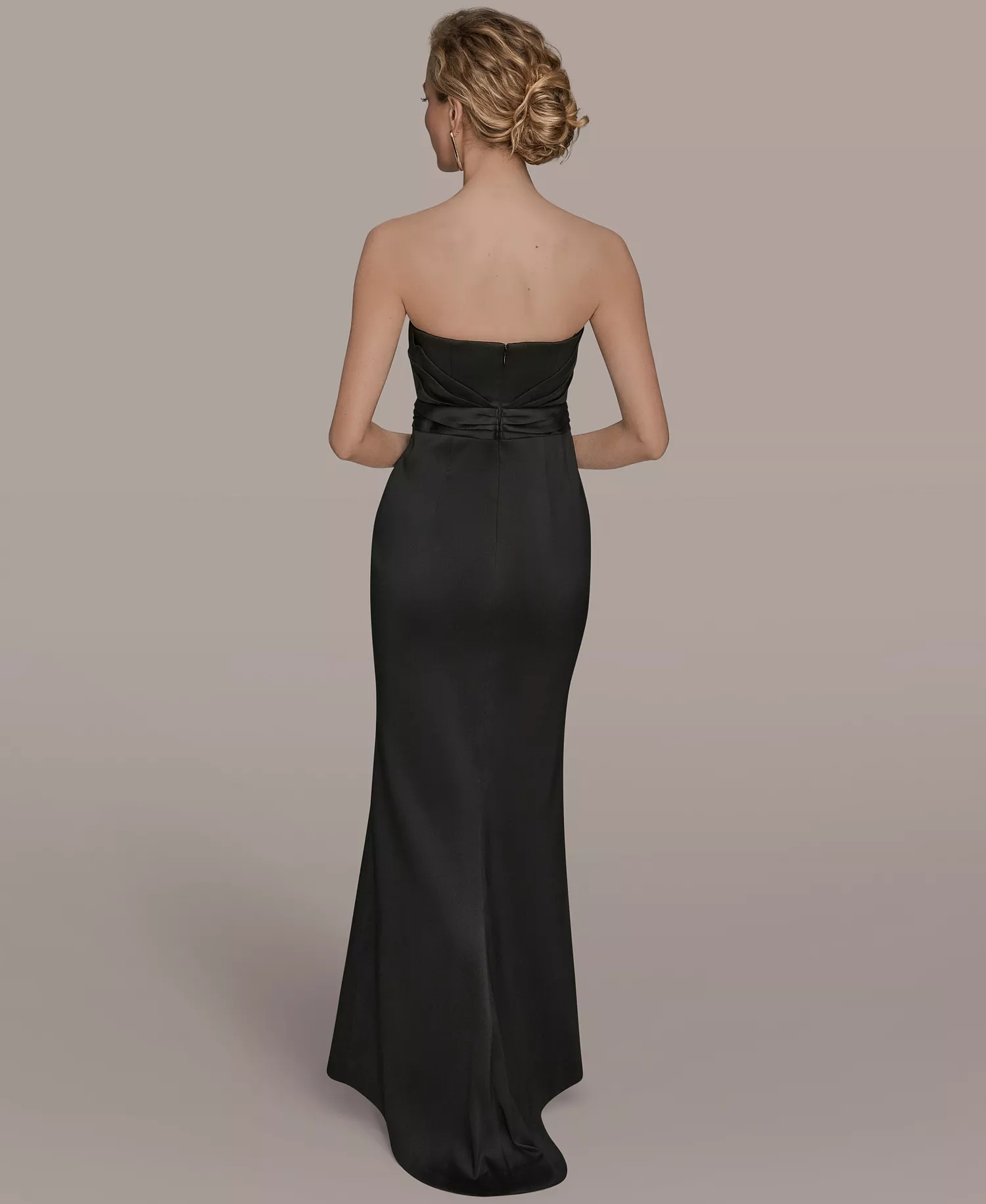 Women's Asymmetric Twist Strapless Gown - Black - 10