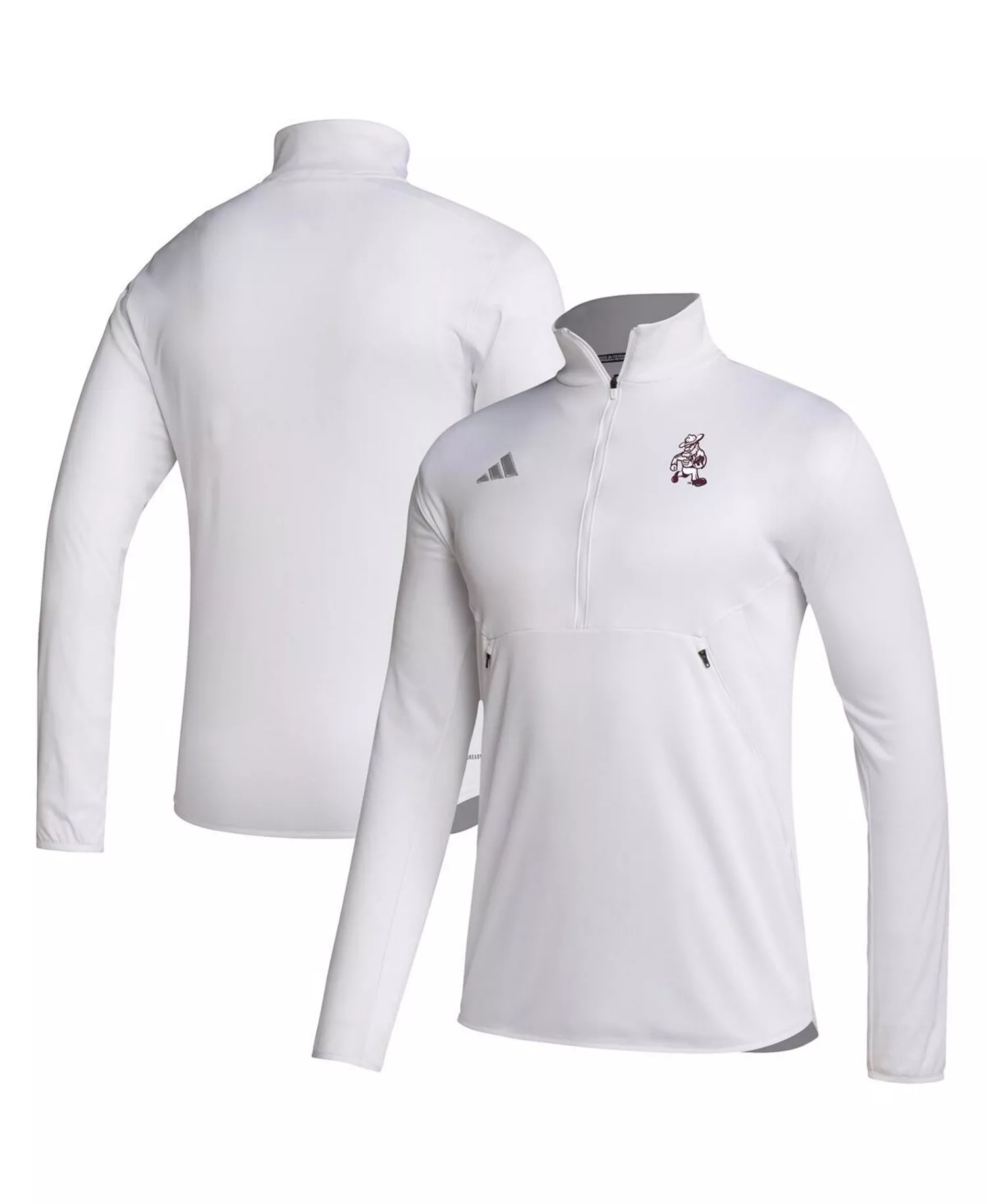 Men's White Texas A M Aggies Ol' Sarge Sideline Knit Quarter-Zip Pullover Top - White - 2XL