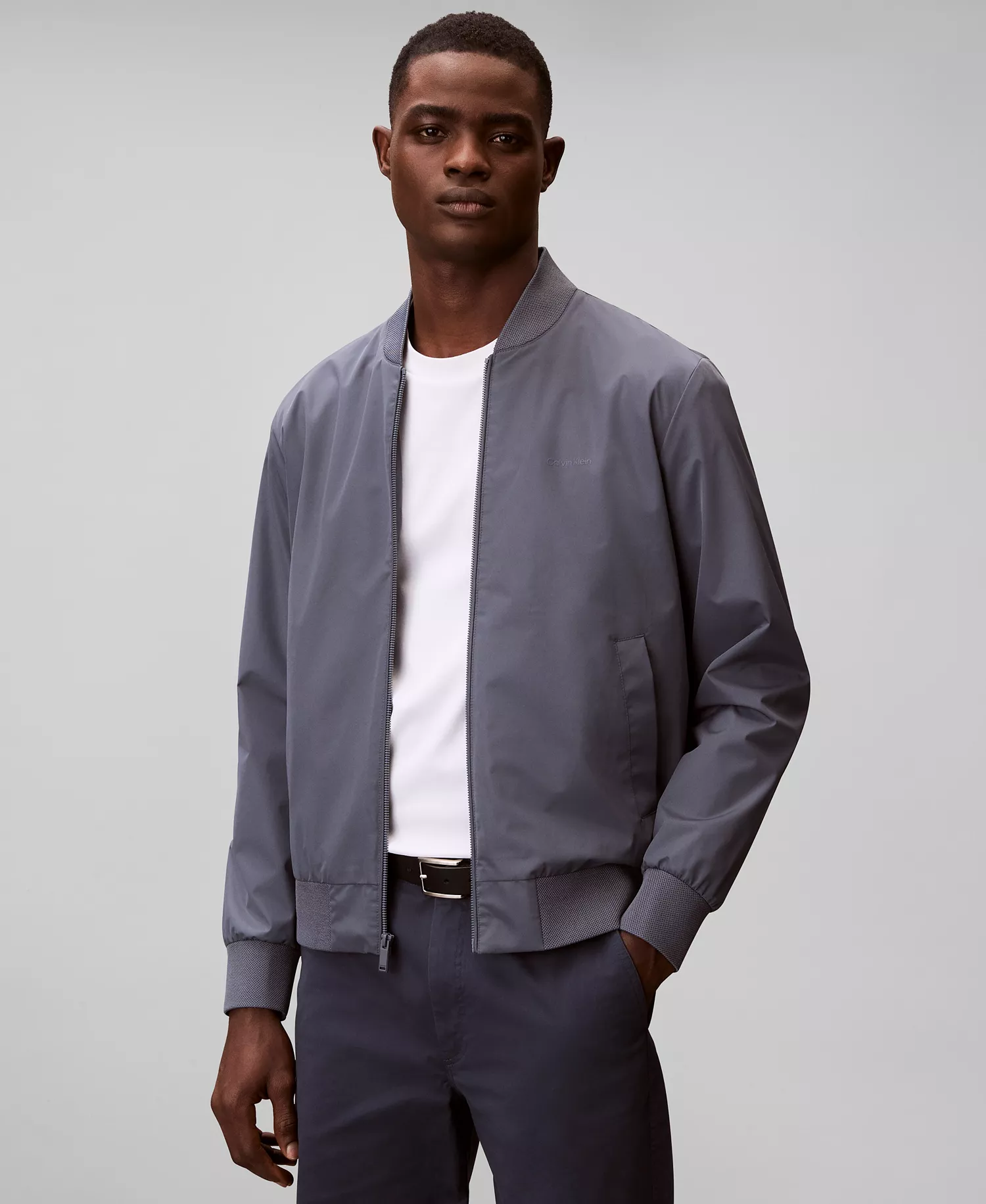 Men's Birdseye Round Collar Bomber Jacket - Anchor Navy - 2XL