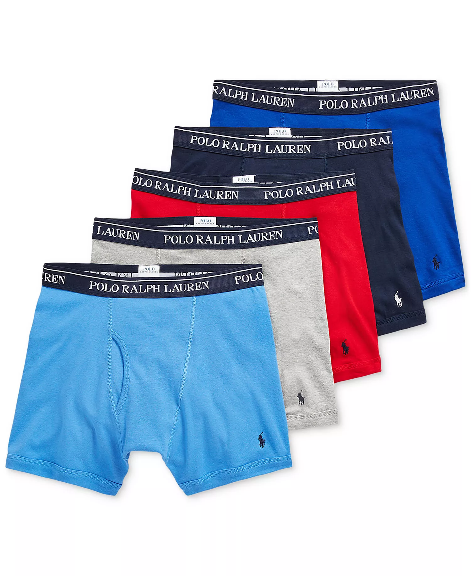 Men's 5-Pack Classic Cotton Boxer Briefs - Andover / Aerial Blue / Rugby Royal / Red / Cruise Navy - L