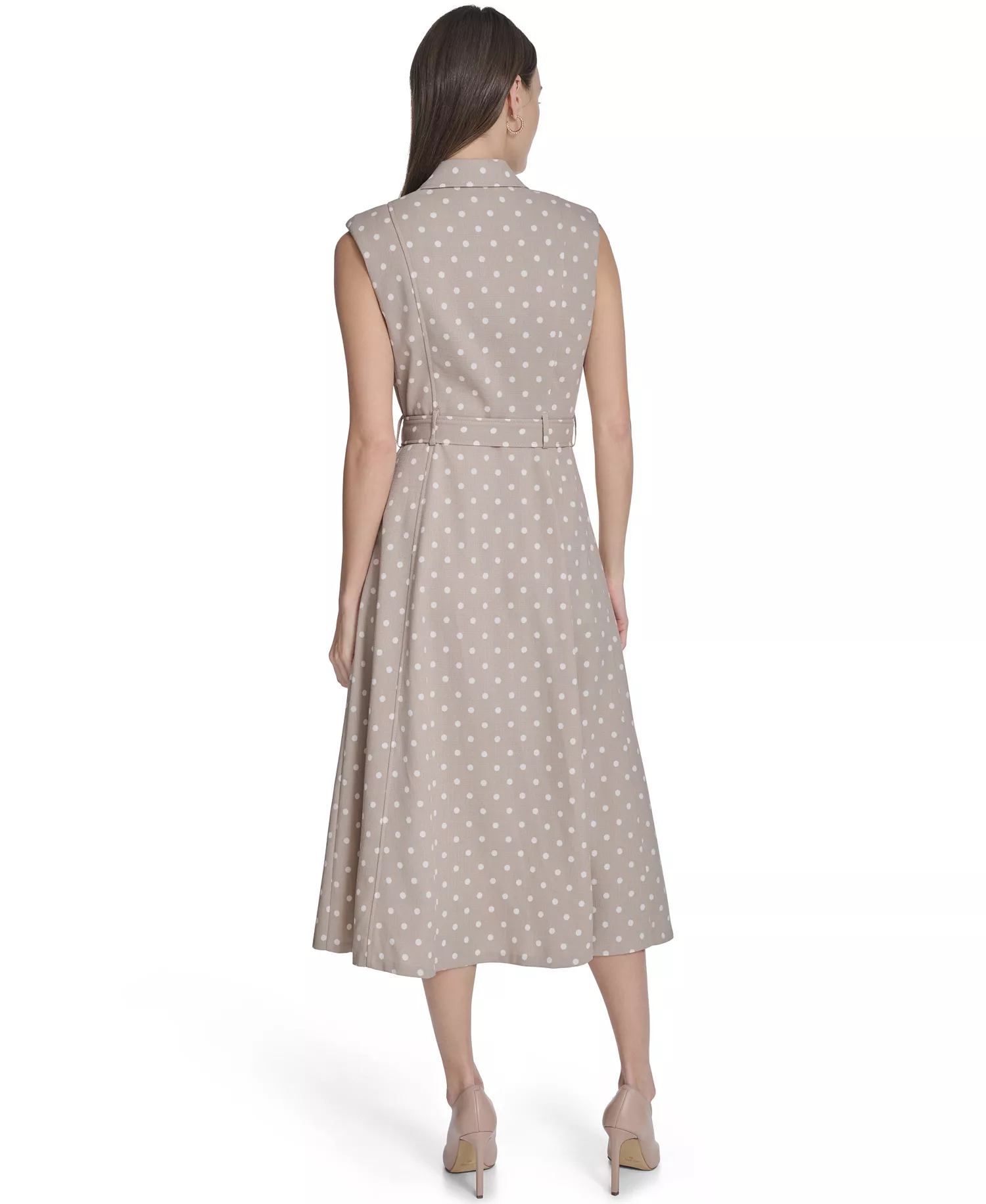 Women's Collared Neck Midi Dress - Latte/Cream - 10