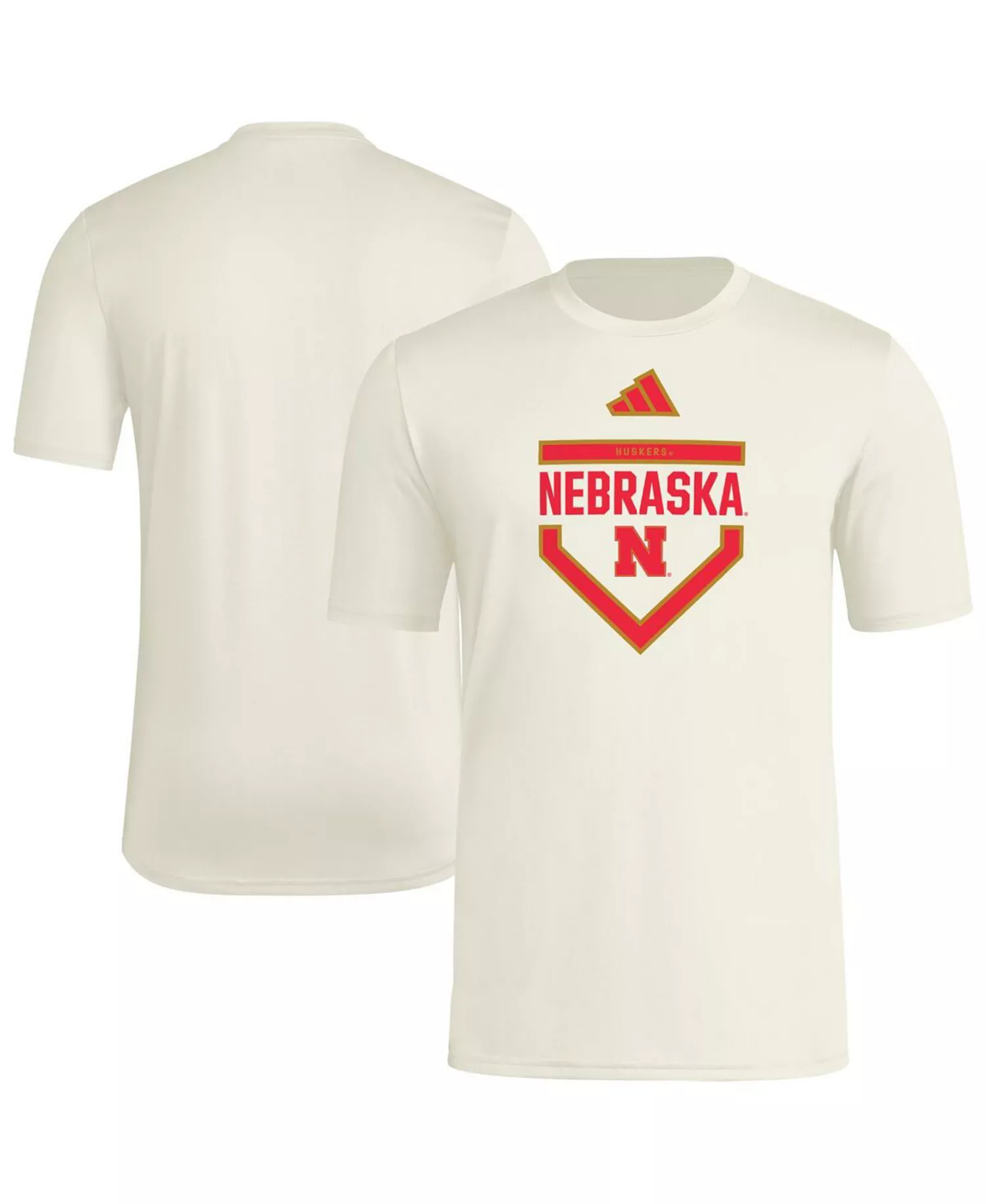 Men's Cream Nebraska Huskers Home Plate Pre-Game T-Shirt - Cream - L